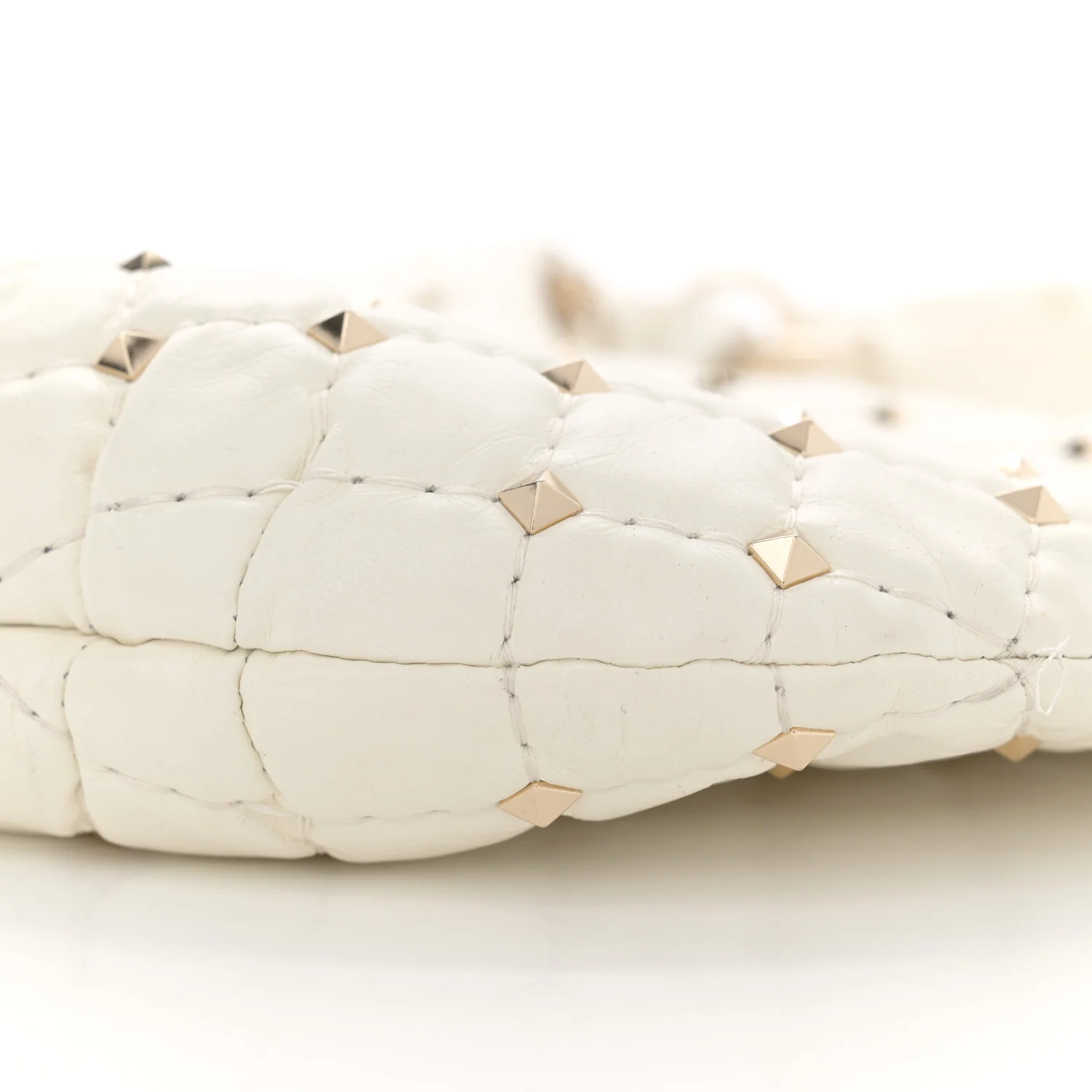 Nappa Small Rockstud Spike Hobo Ivory - Top Club