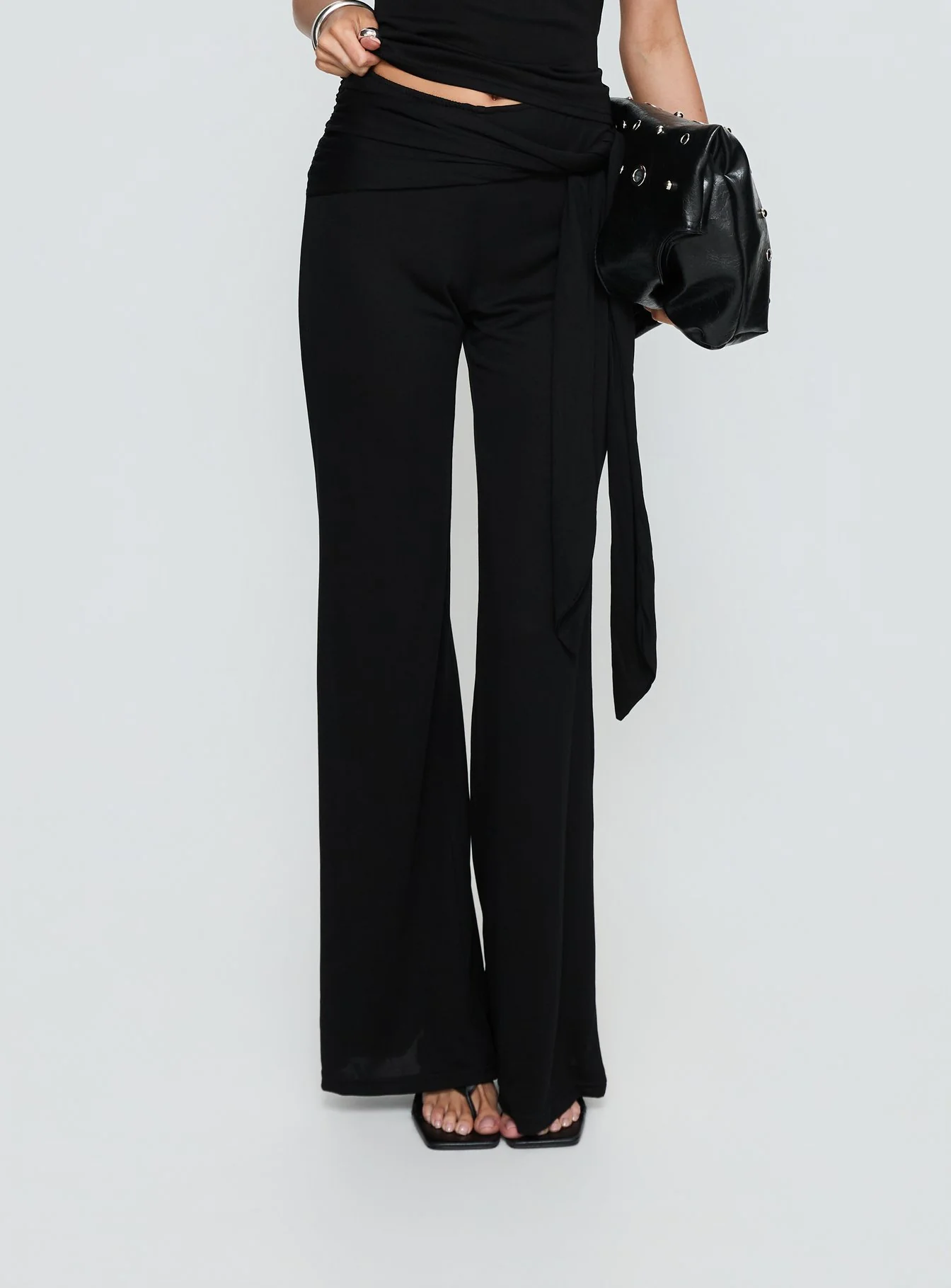 Katiana Wrap Jersey Pants Black