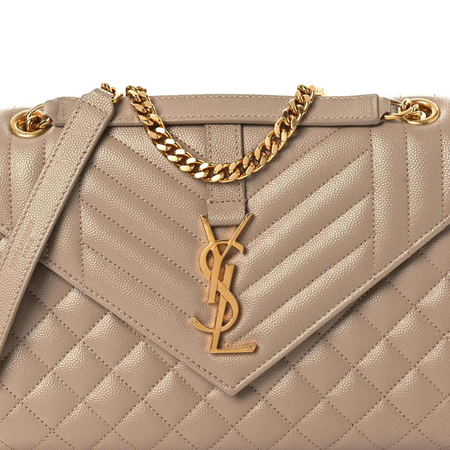 Grain De Poudre Textured Mixed Matelasse Medium Triquilt Monogram Satchel Dark Beige - Top Club