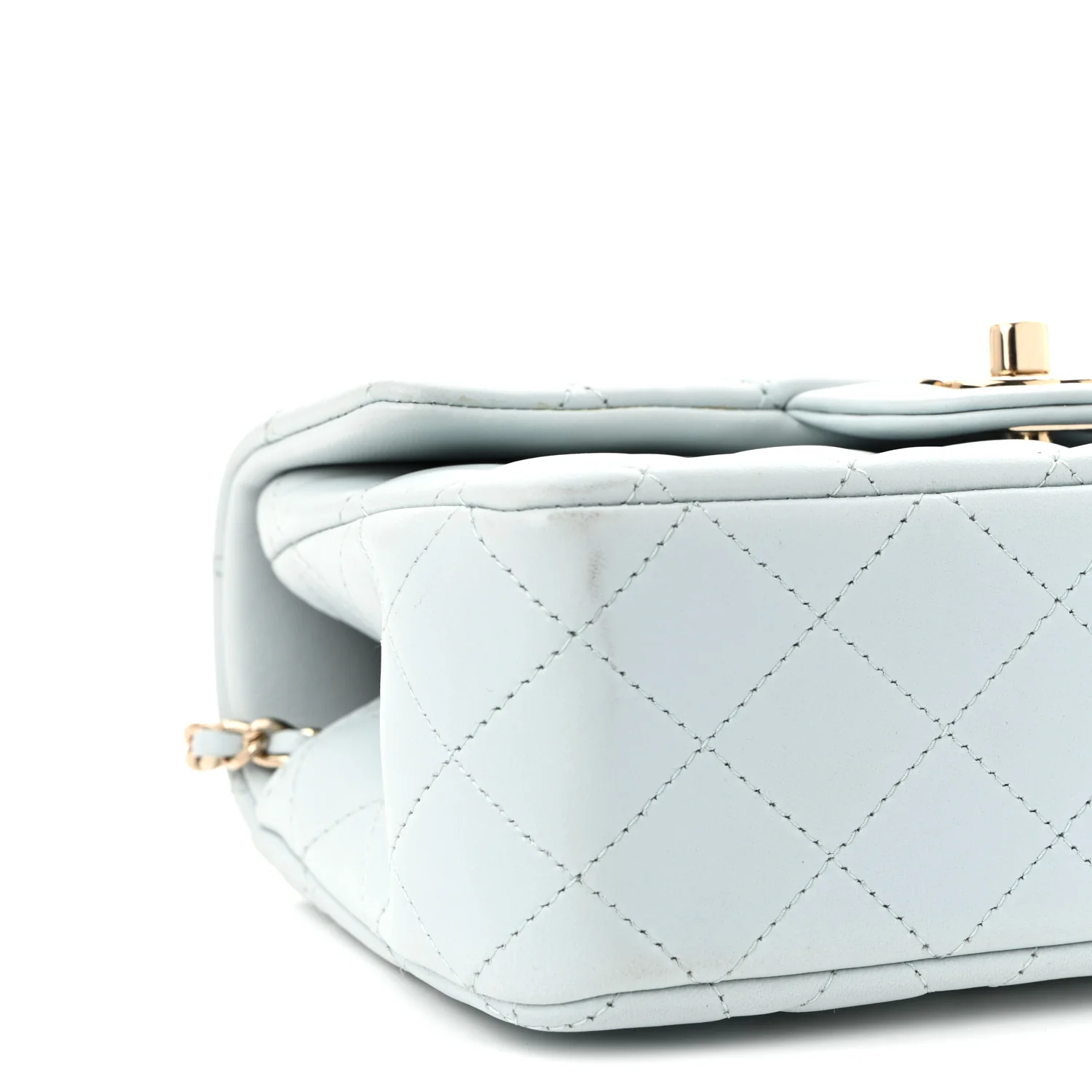 Lambskin Quilted Mini Top Handle Rectangular Flap Light Blue - Top Club
