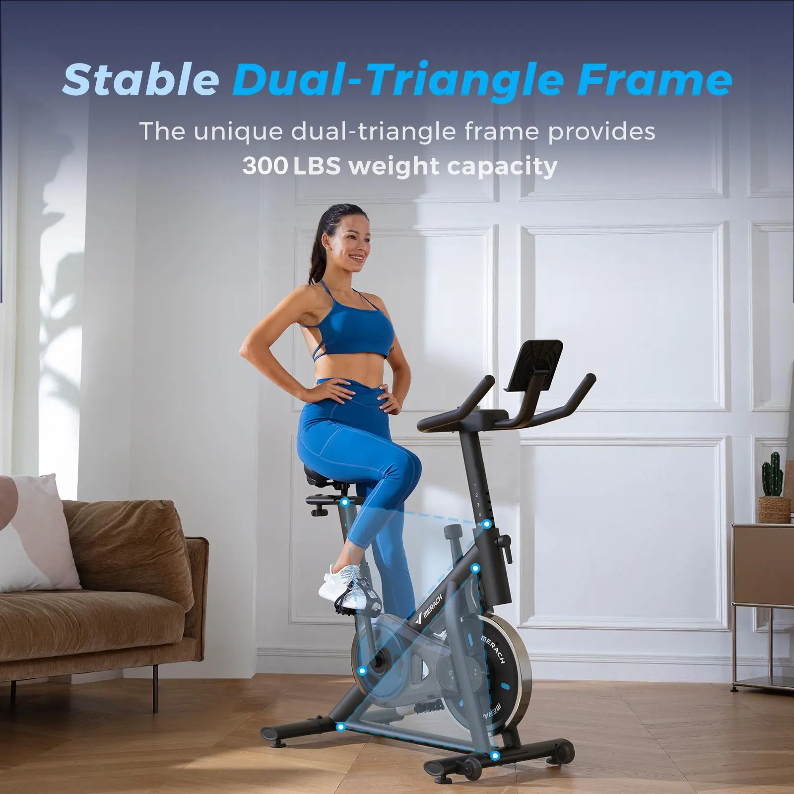 Merach Exercise Bike with New RPM Game Mode for Home Stationary Bike Enhanced Electronic with Holder Silent Belt Drive and Comfortable Seat Cushion for Cardio Workout Exclusive App, Tablet Mount and Fitness Courses Summervibes