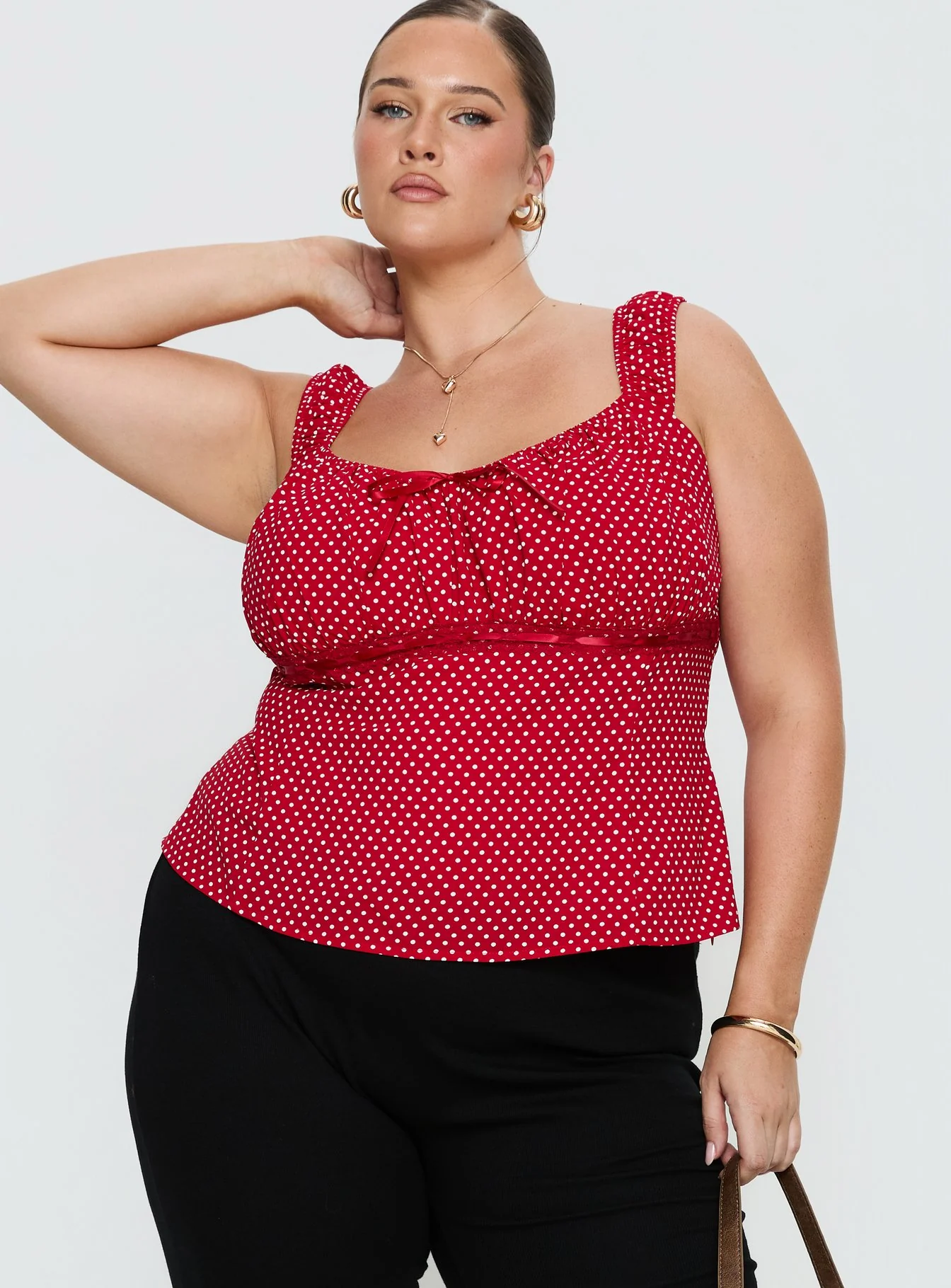 Garconne Top Red Polka Curve