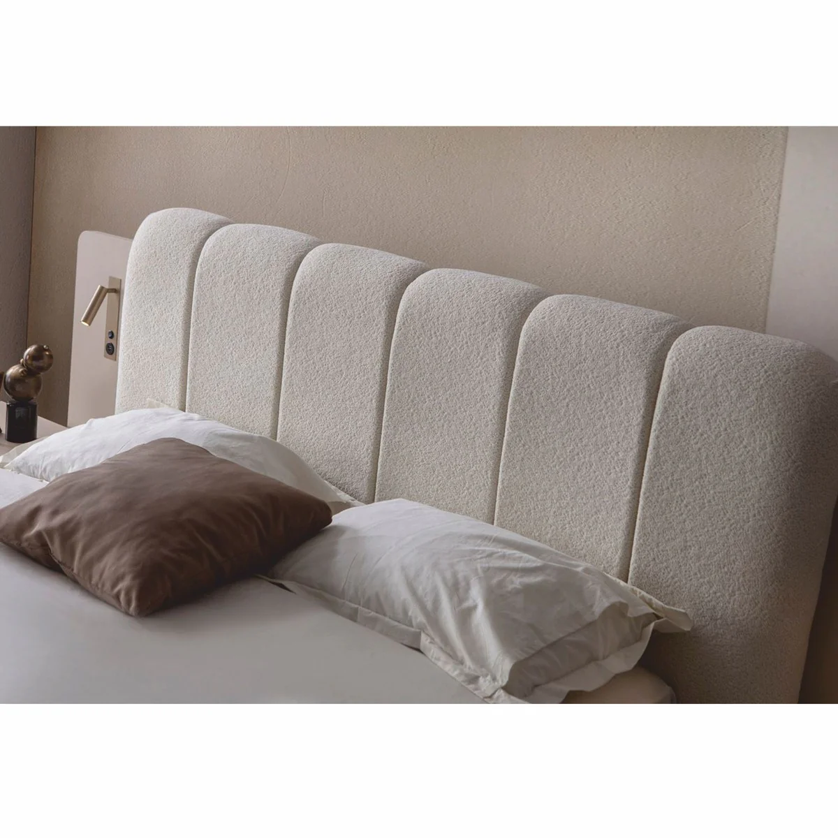 Luxury bedroom set white / gray - 1 double bed & 2 bedside tables