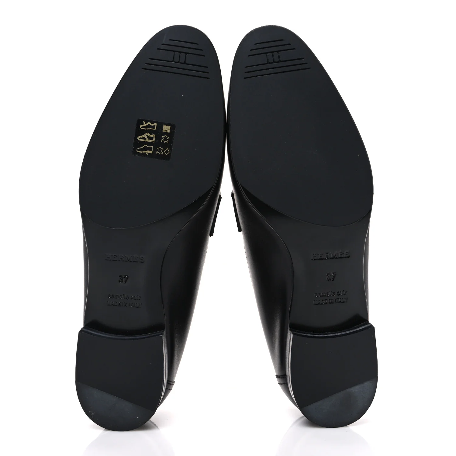 Toile De Coton Calfskin Womens Paris Loafers 37 Black Prunoir - Top Club