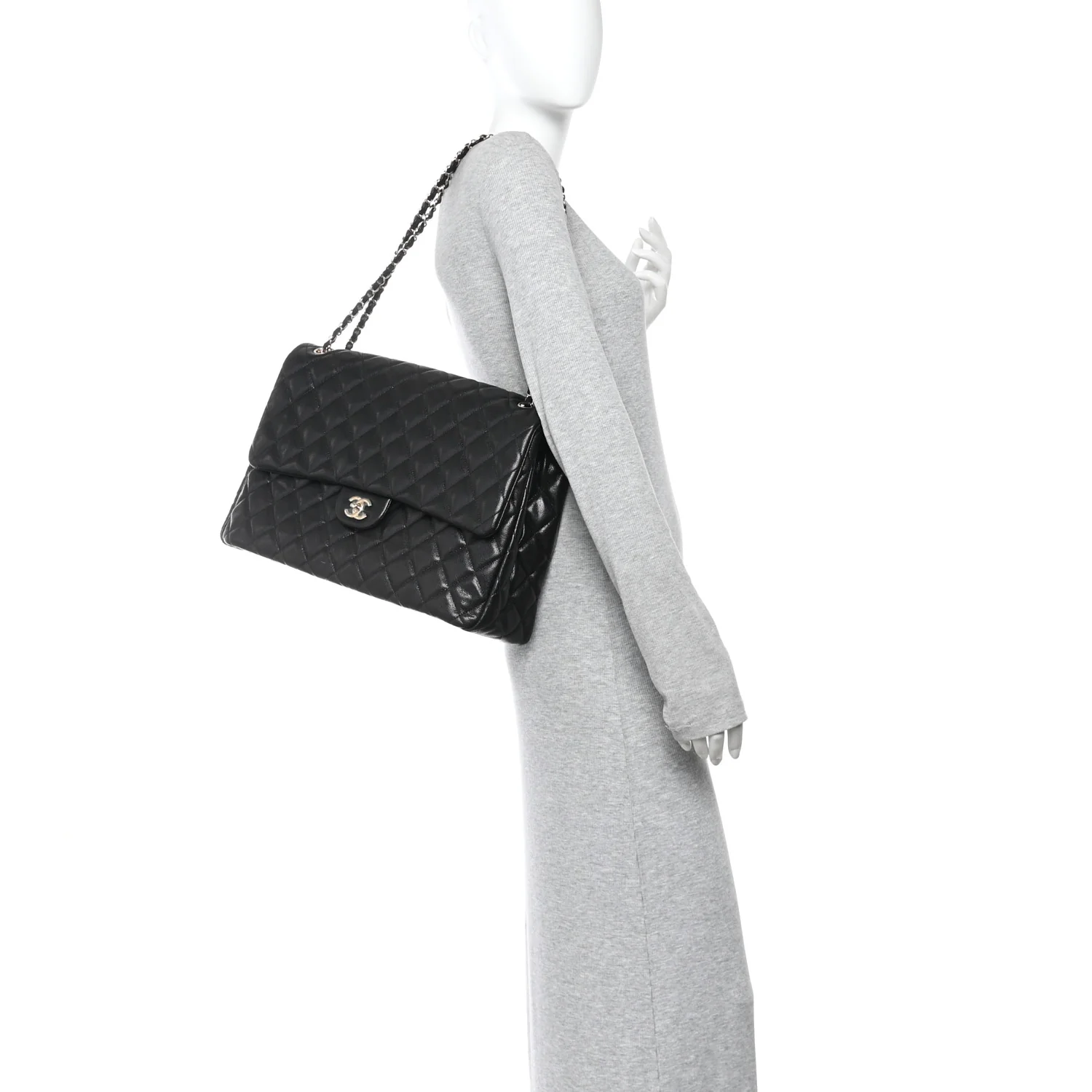 Caviar Quilted XXL Travel Flap Bag Black