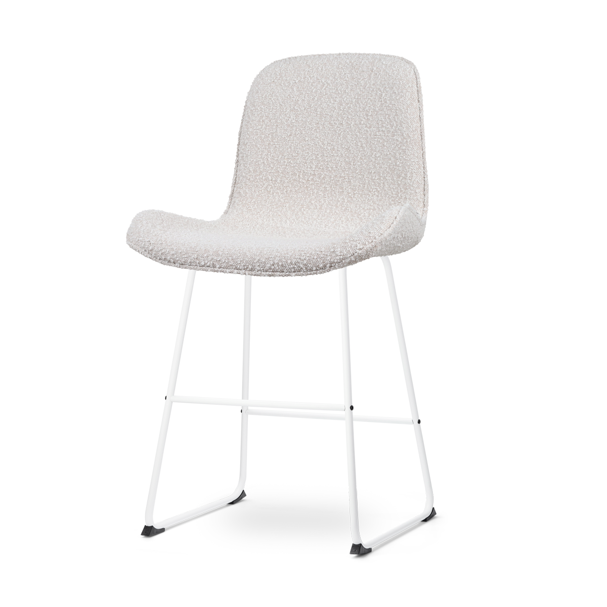 Barkruk Nino-Fé bouclé beige - wit onderstel -  65 cm