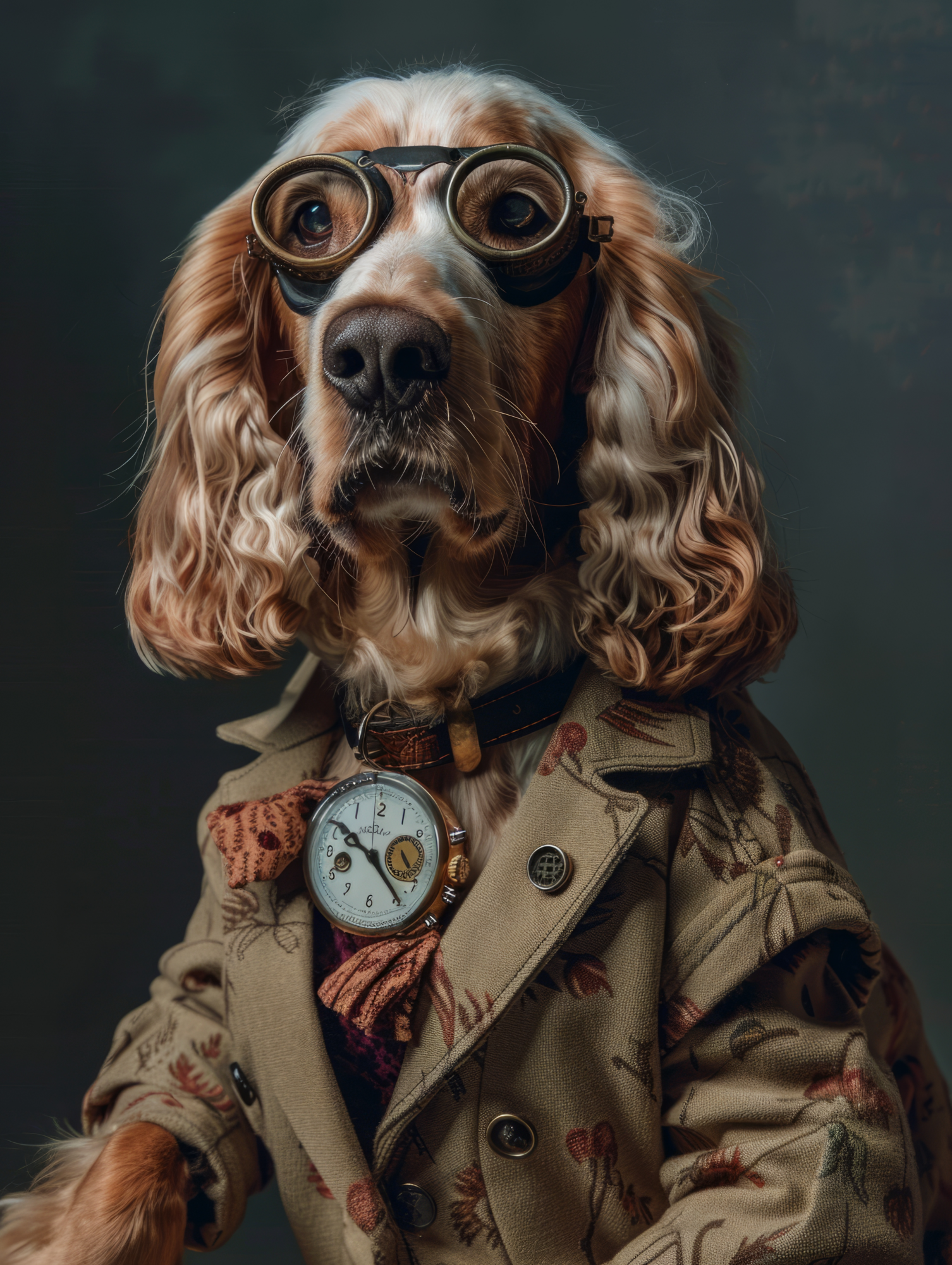 Canvas schilderij van een Field Spaniel hond 100x200 cm
