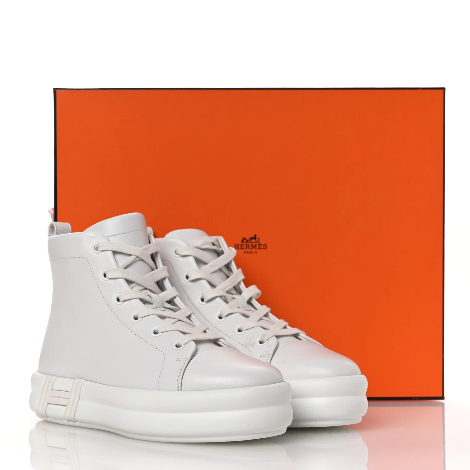 Calfskin Womens Happiness High Top Sneakers 36.5 White - Top Club