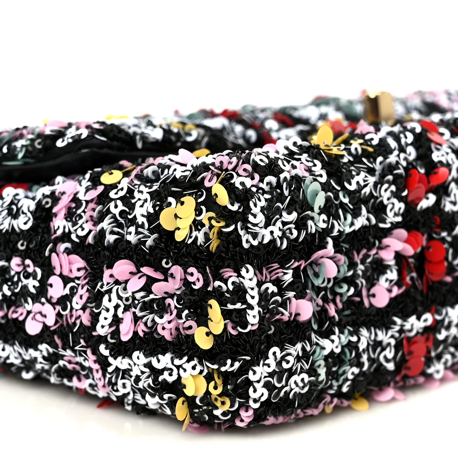 Tweed Sequin Small Single Flap Black Red Multicolor - Top Club