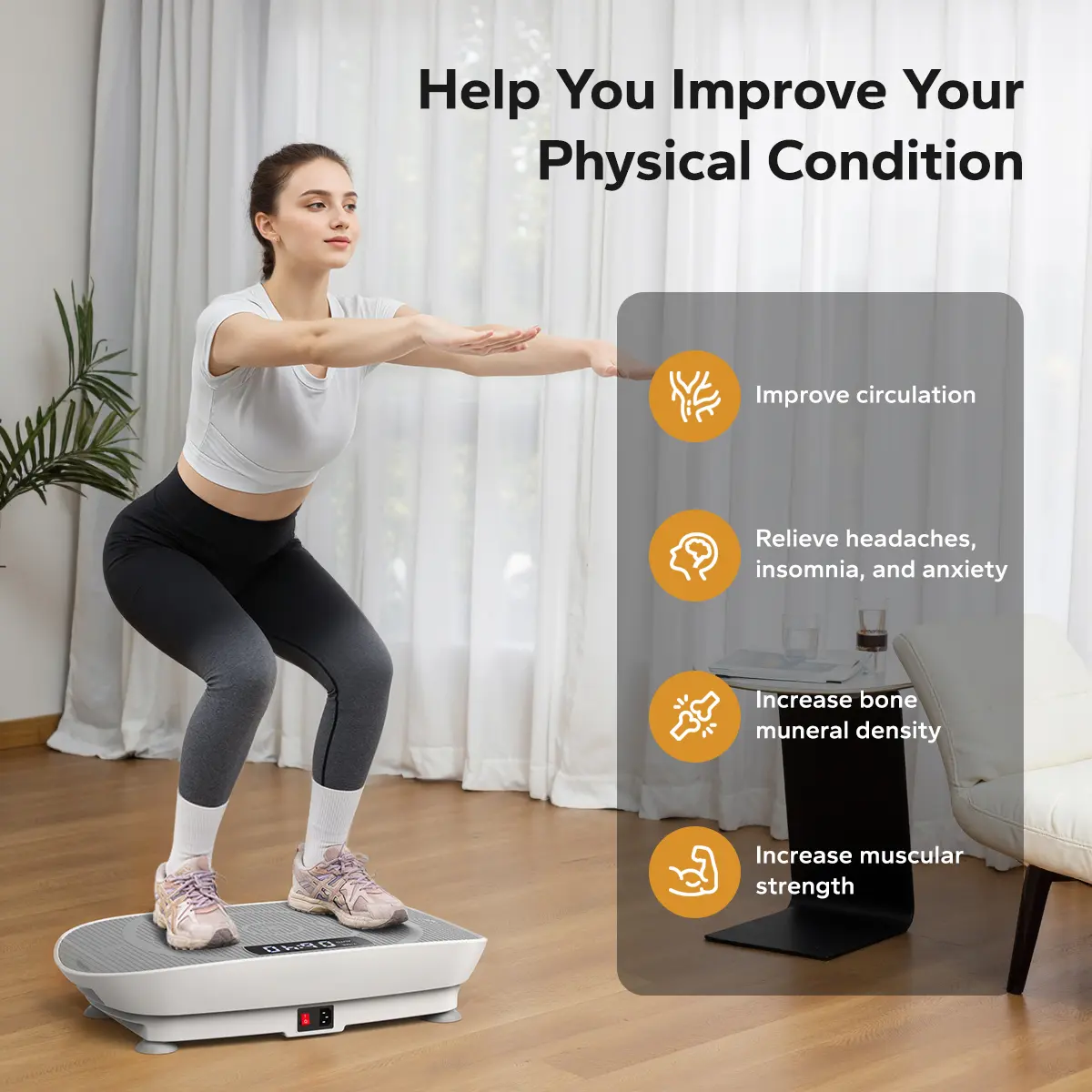【Live Link only】Merach Vibration Plate Exercise Machine, Compact Design with Lymphatic Drainage, High Frequency for Low Impact Full Body Workout, 400Lbs Capacity Home Gym Workout Equipment Home Gym Equipment Summervibes