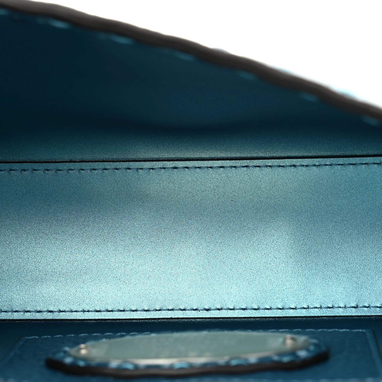 Metallic Cuoio Roma Sellerissima Nappa Sintetica Tape Stitch Mini Baguette Placca Argento - Top Club