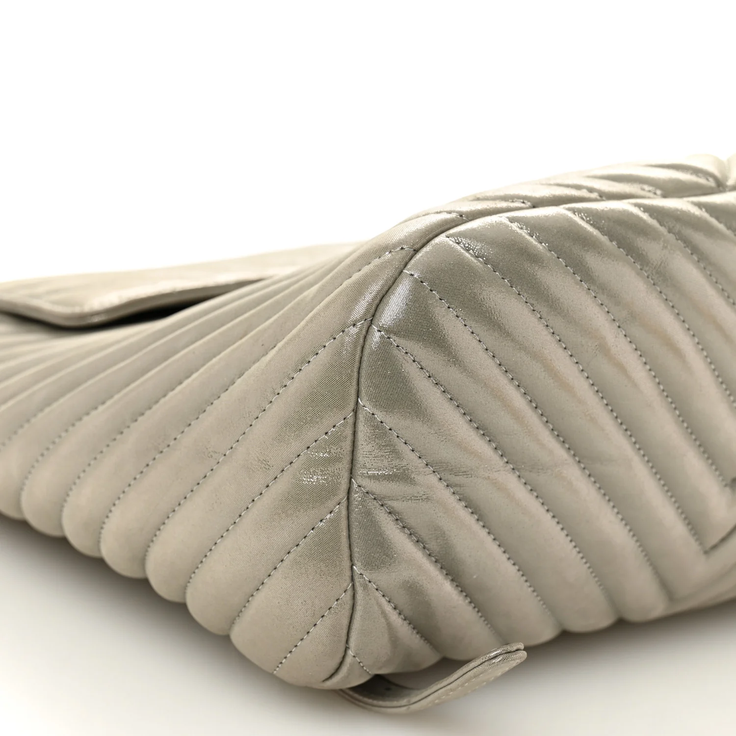 Iridescent Calfskin Chevron Quilted Small Urban Spirit Backpack Silver - Top Club