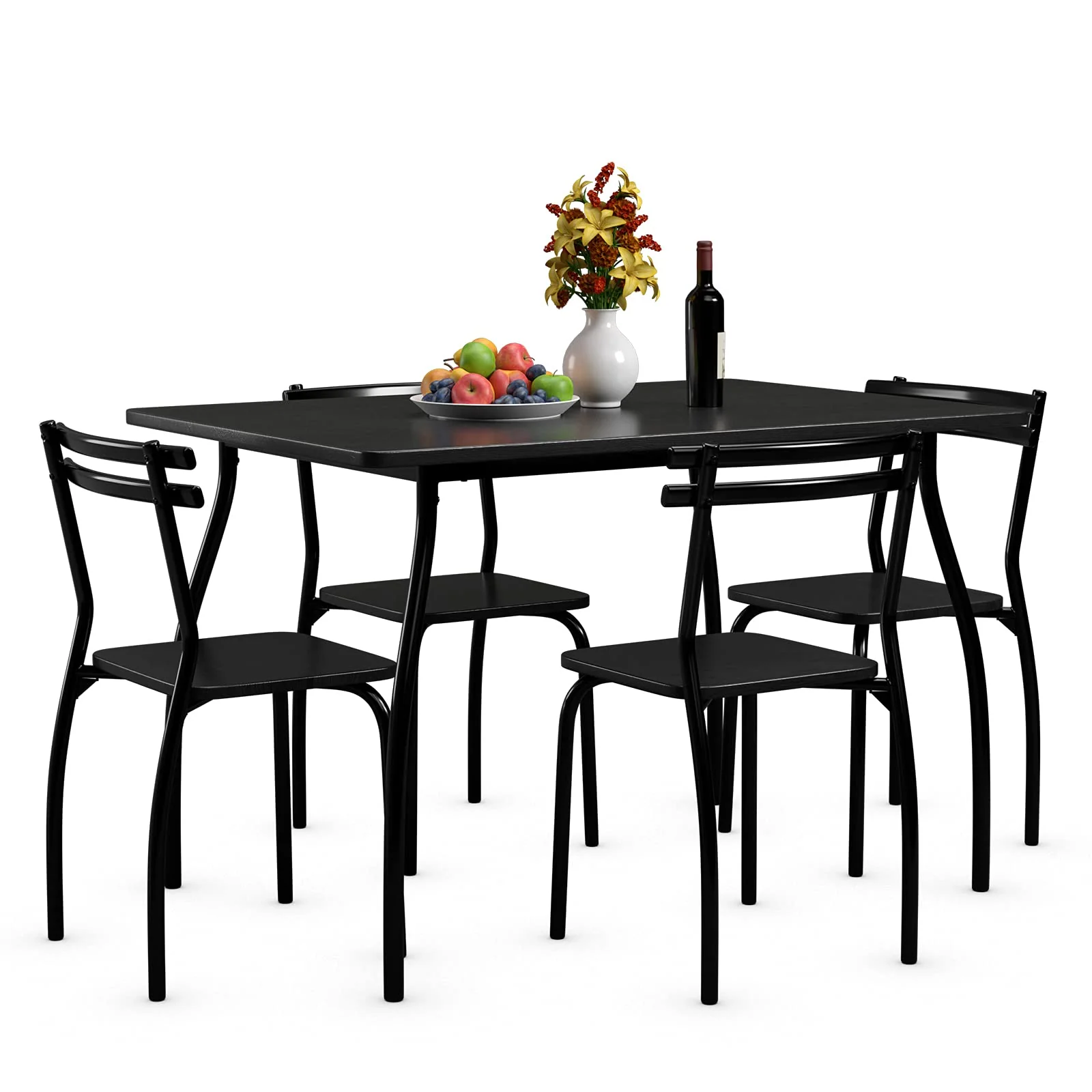 BEFOUNDLOVELY 5 Piece Dining Table Set and 4 Chairs, Home Kitchen Room Breakfast Furniture