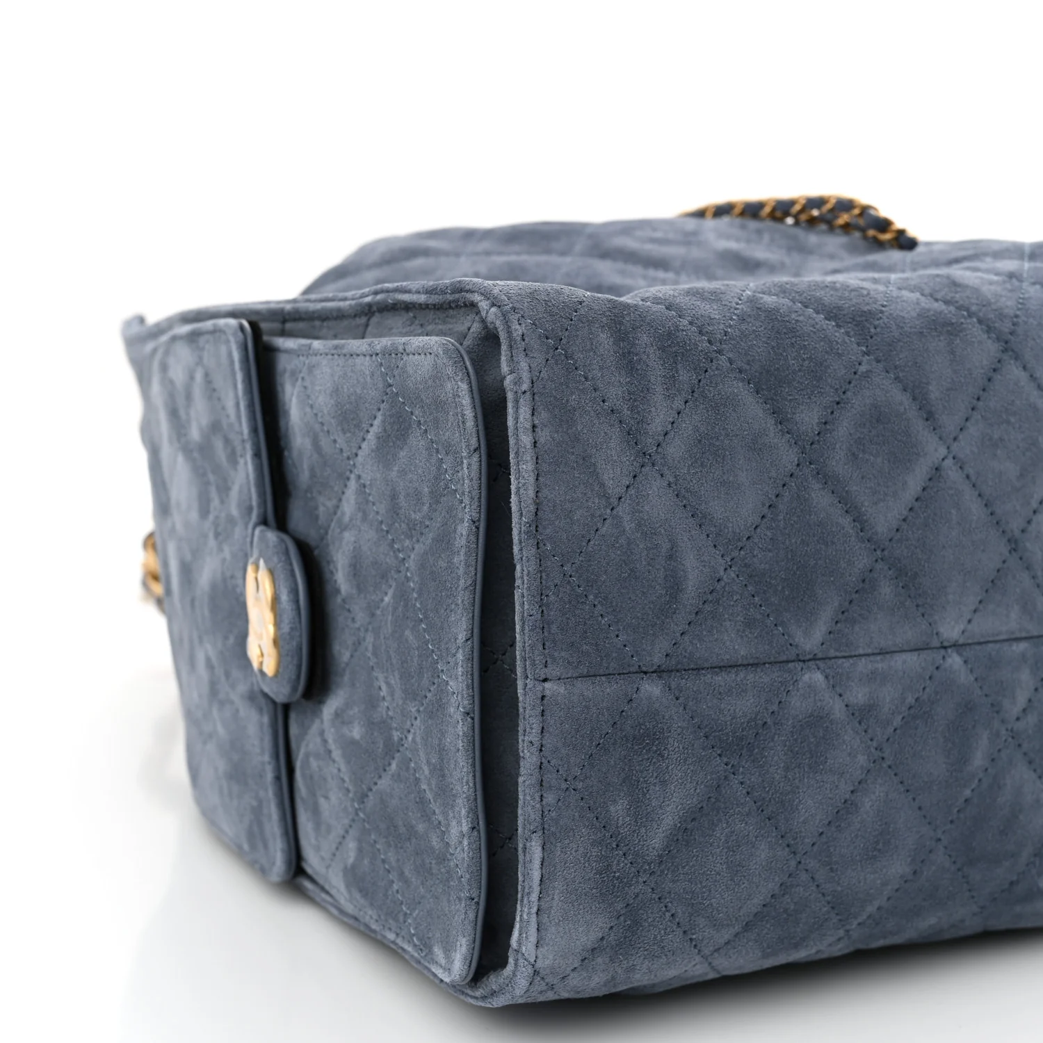 Suede Quilted Medium Chanel 25 Handbag Blue - Top Club