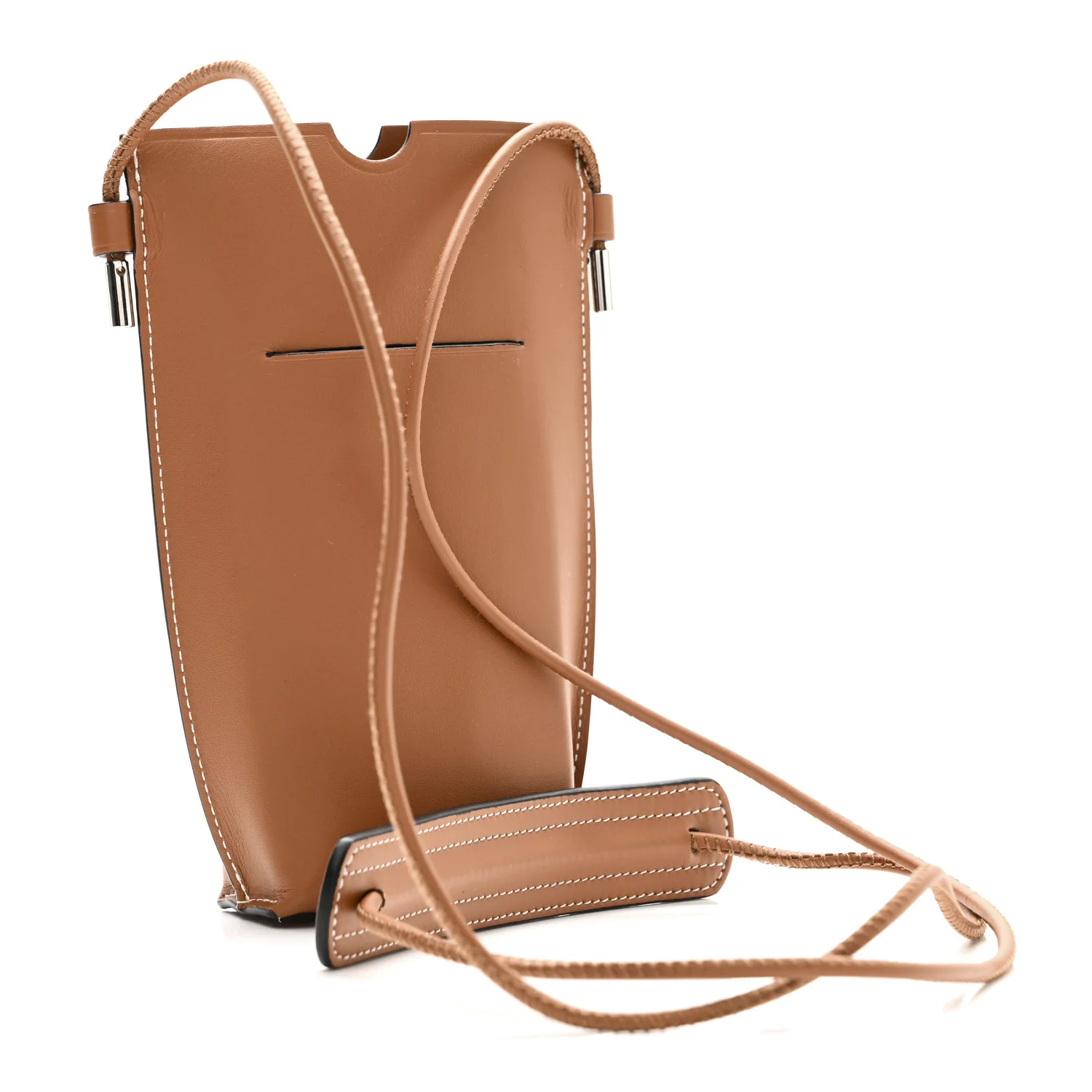 Smooth Calfskin Anagram Phone Pouch Tan - Top Club