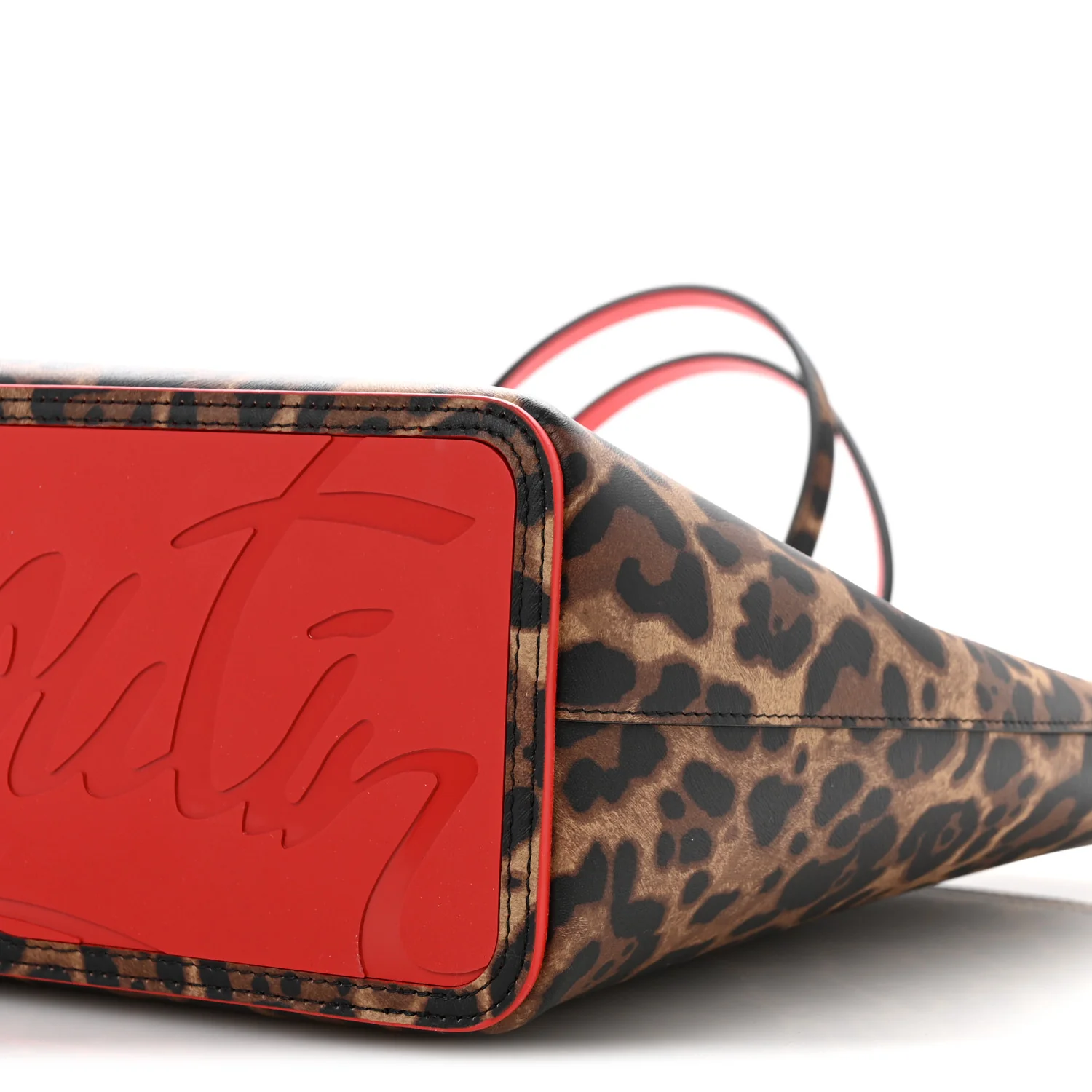 Calfskin Leopard Print Spikes East West Cabata Tote Brown - Top Club
