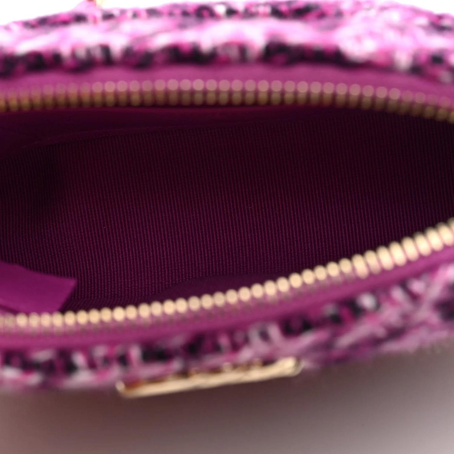 Tweed Quilted Mini Clutch With Chain Purple - Top Club