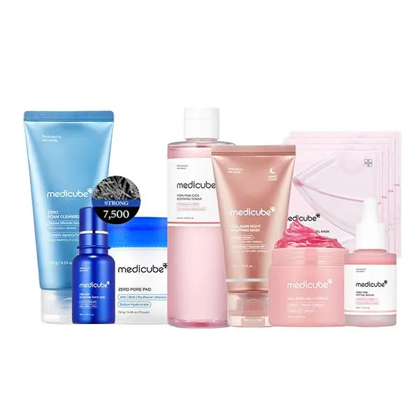 [medicube] Affordable Glass Glow Skincare Set| Includes 8 products for Gentle Skin Glow Routine