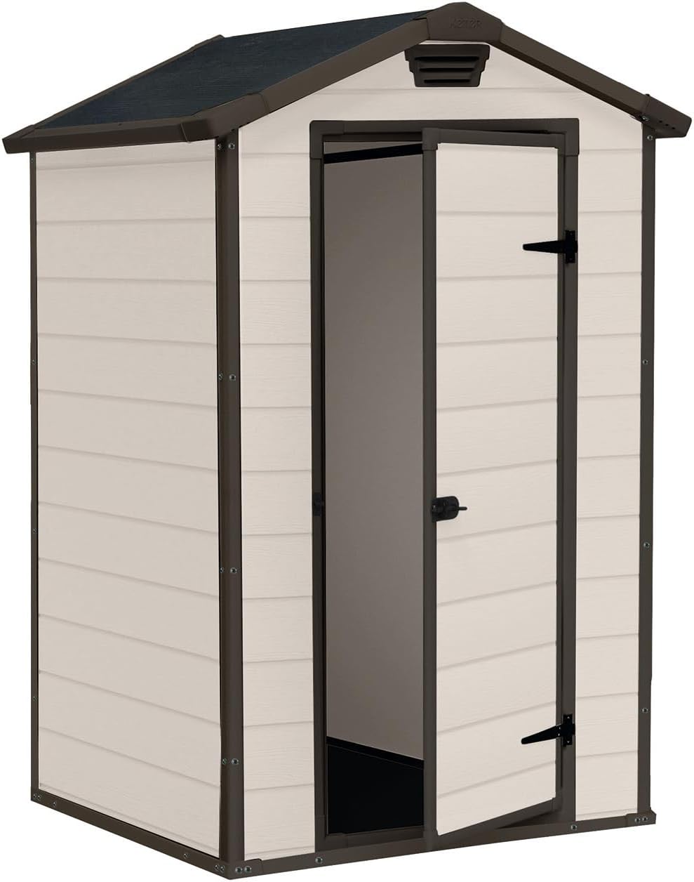 Keter Casetta da Giardino Manor 4x3, Finitura Effetto Legno Graffiato, Beige, 129x103x196H Cm