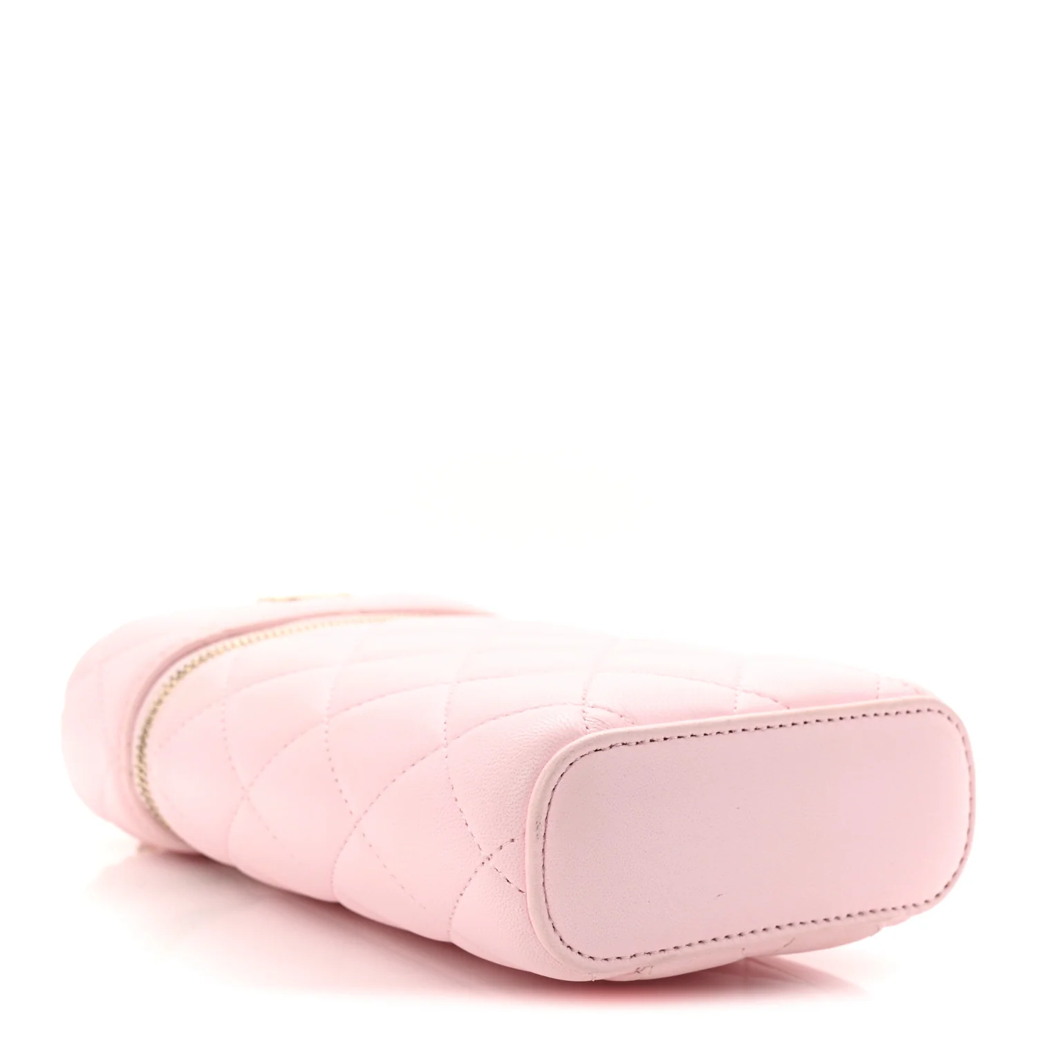 Lambskin Quilted Vertical Vanity Case With Chain Light Pink - Top Club