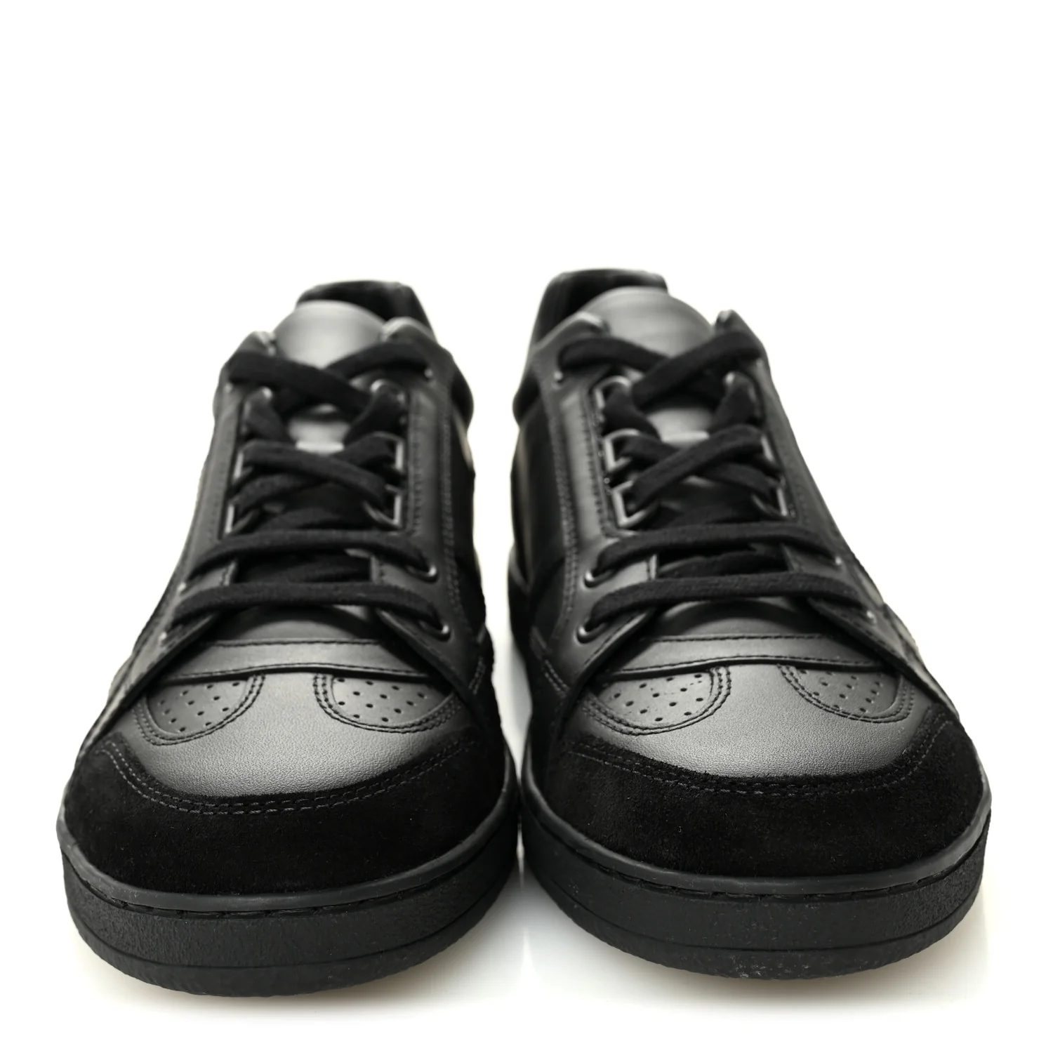 Calfskin Suede Logo Sneakers 38 Black