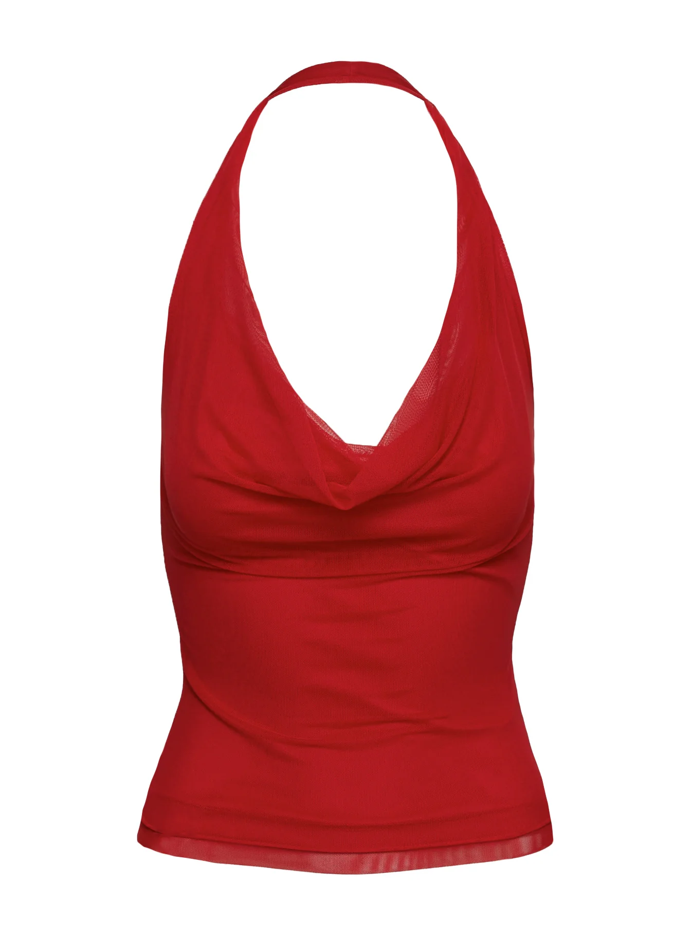 Come Over Cowl Neck Halter Top Red