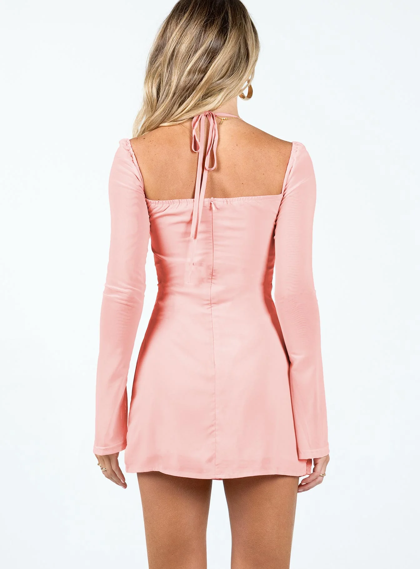 Dyer Sheer Sleeve Mini Dress Pink