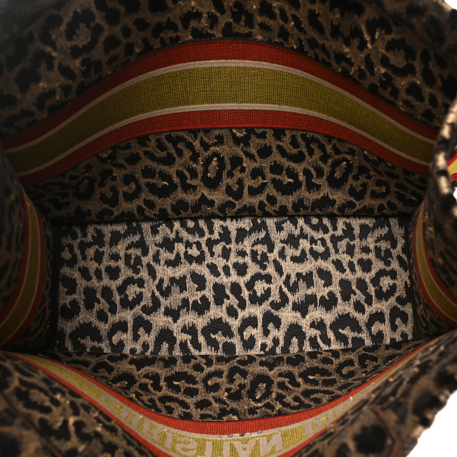 Canvas Velvet Embroidered Large Leopard Book Tote Tote Beige - Top Club