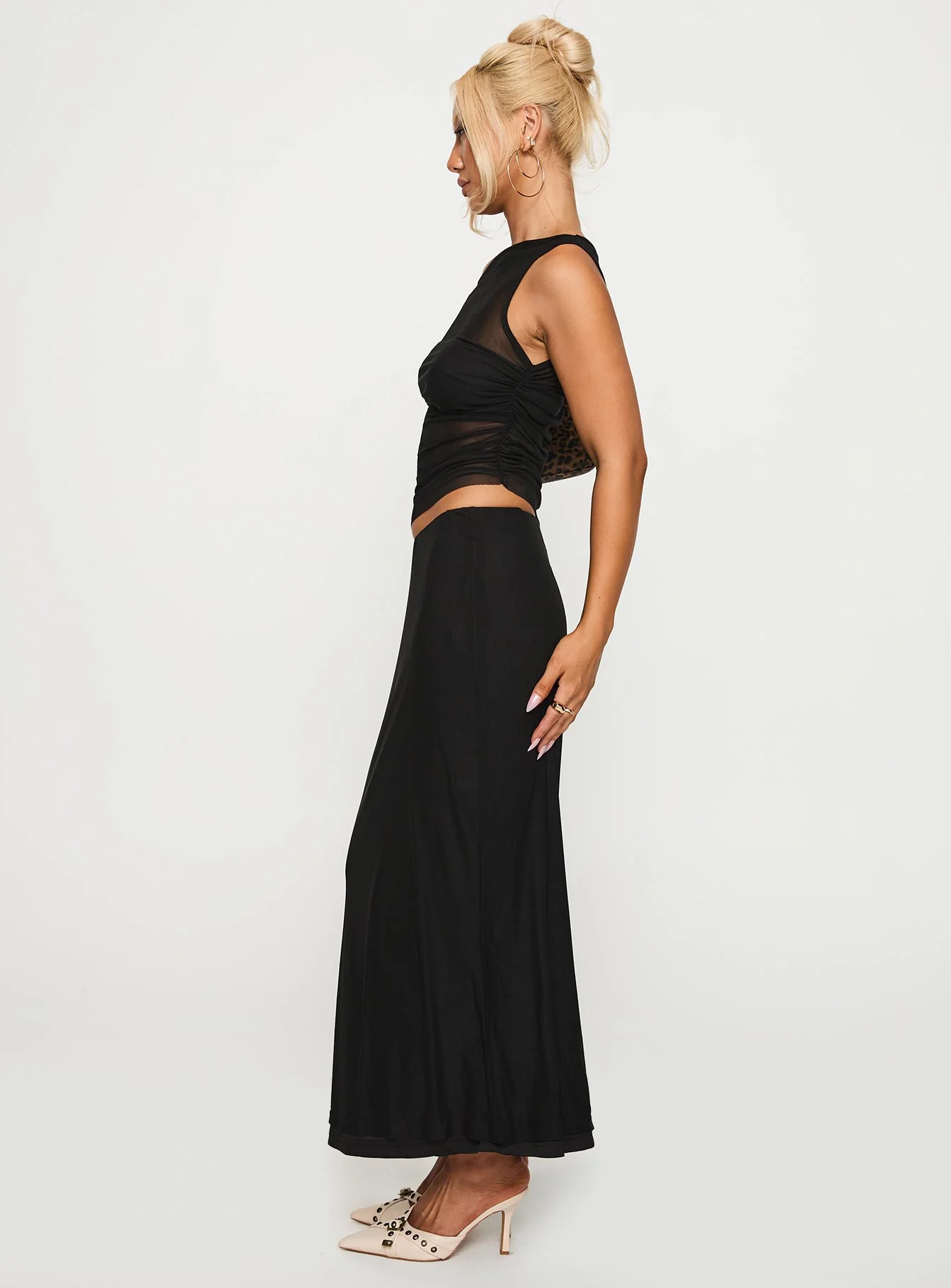 Aristocrat One Shoulder Mesh Set Black