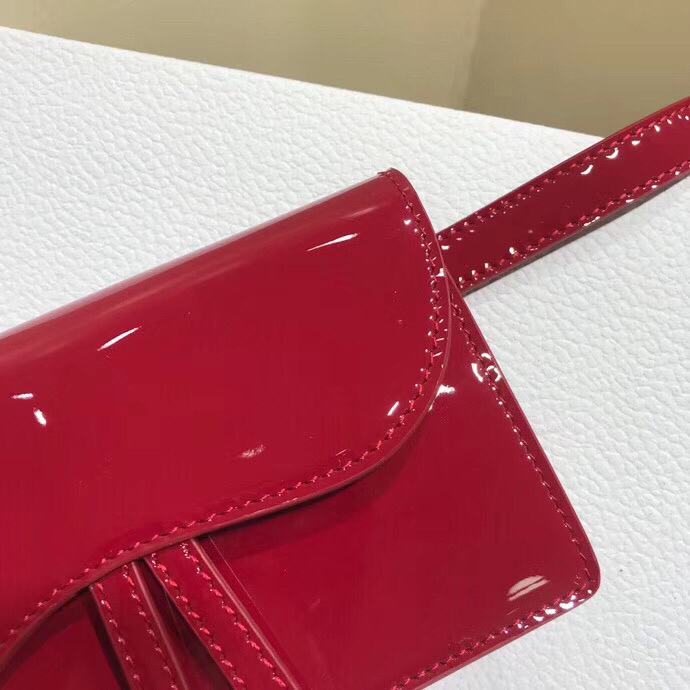 D Saddle Belt Bag In Red Patent Leather - Top Club