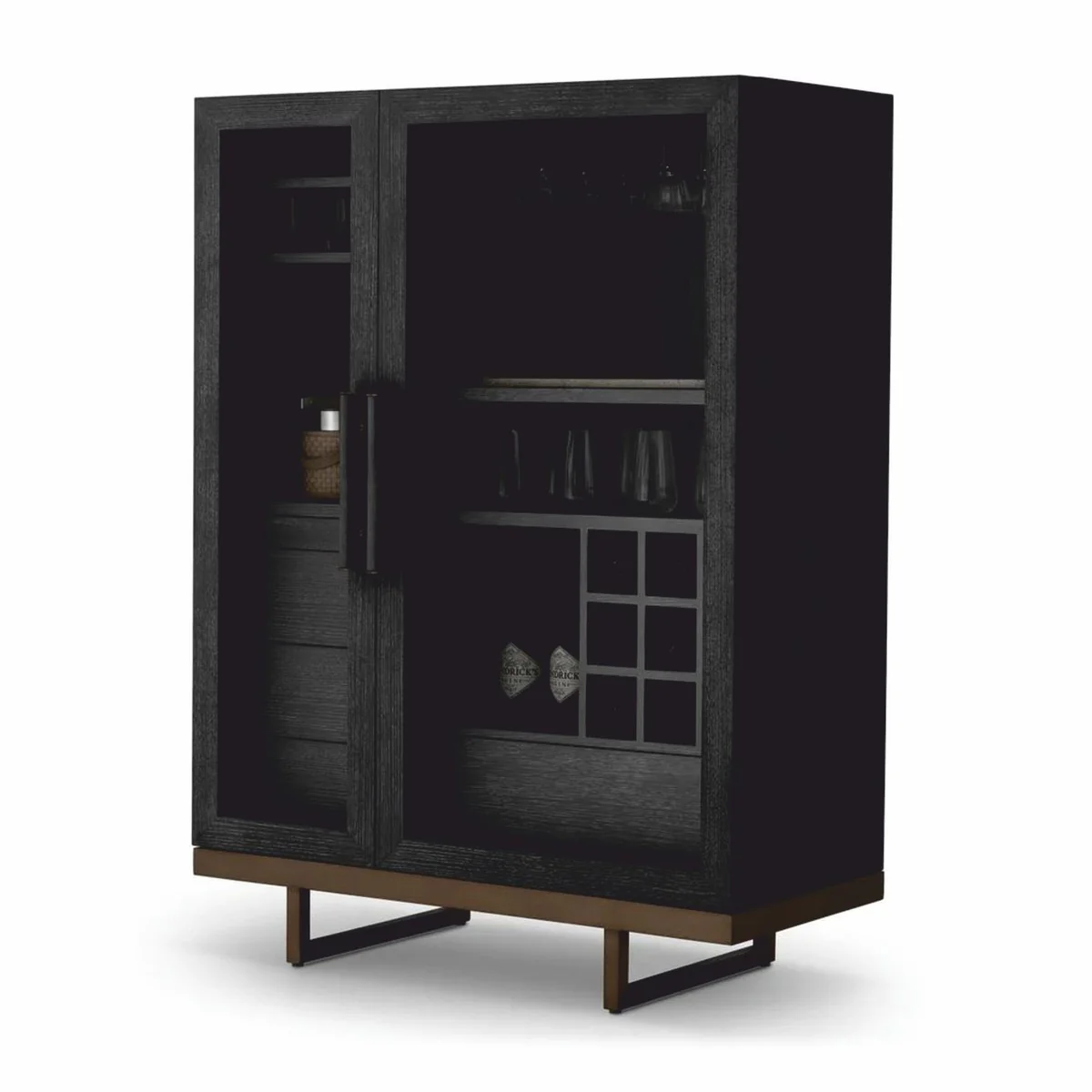 Luxury bar cabinet black gray / bronze H. 150 cm - Bar furniture