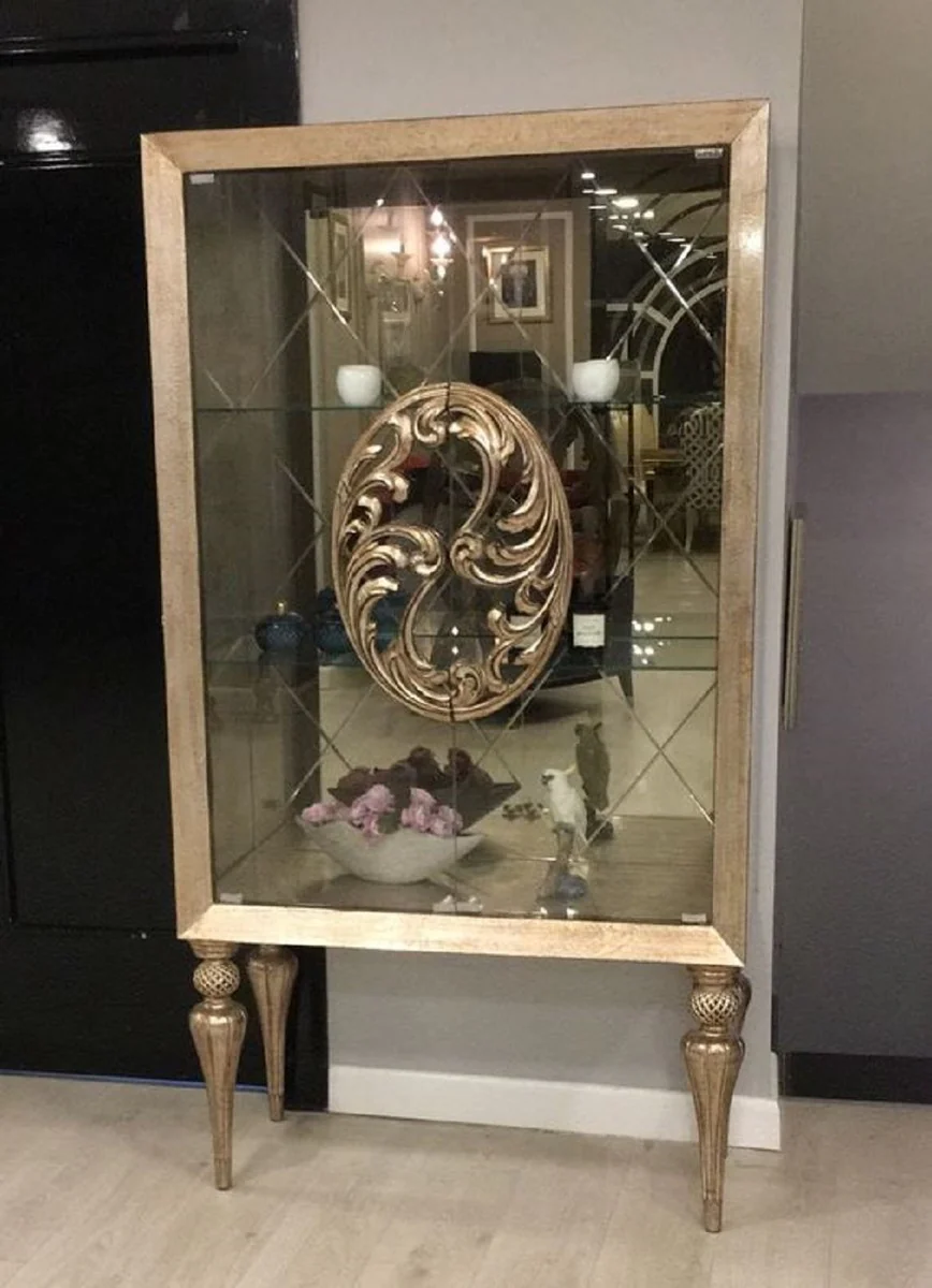 Luxury baroque display cabinet antique gold - handmade solid wood display cabinet in baroque style - noble baroque furniture