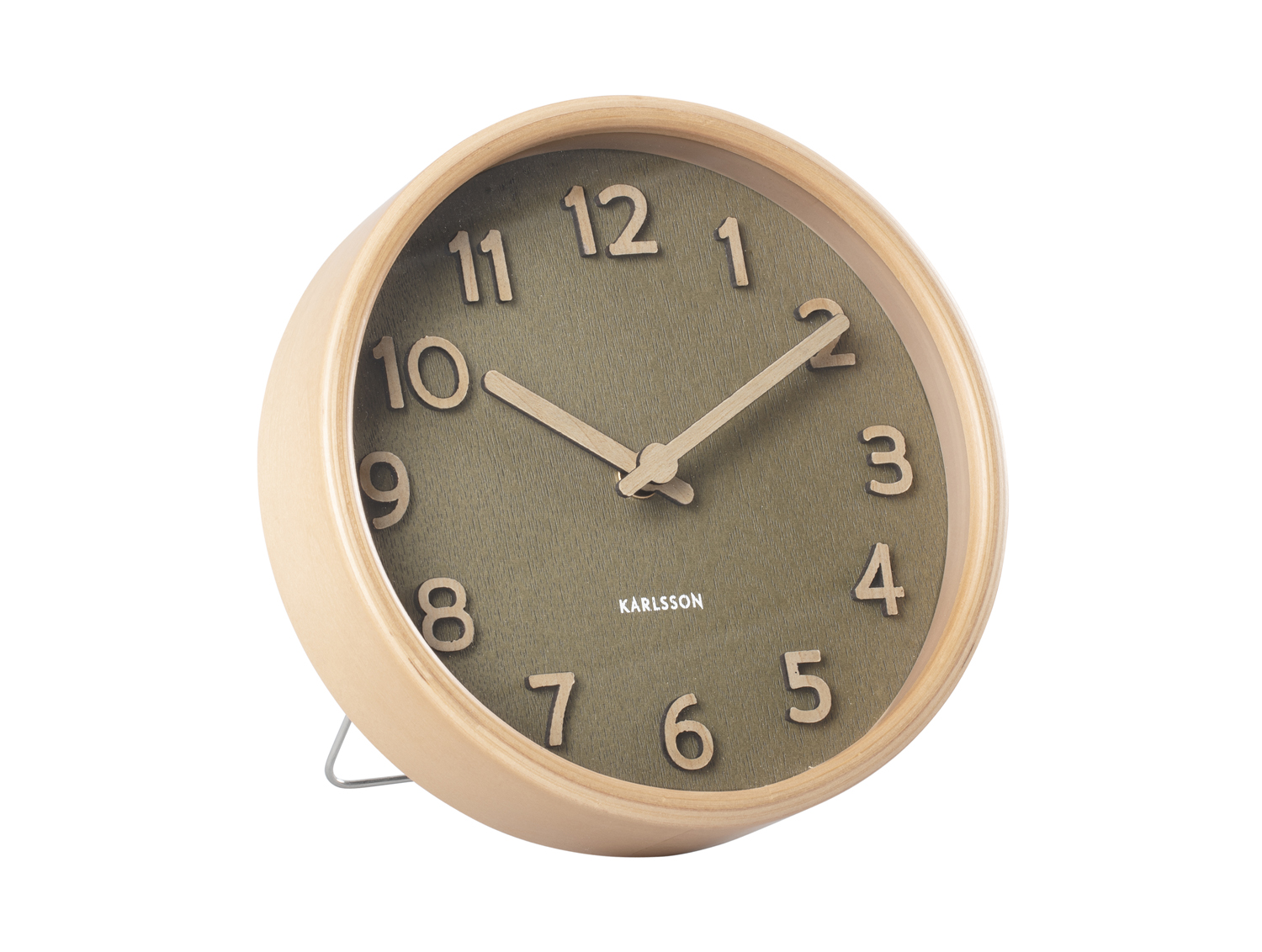 Table clock Pure wood grain moss green