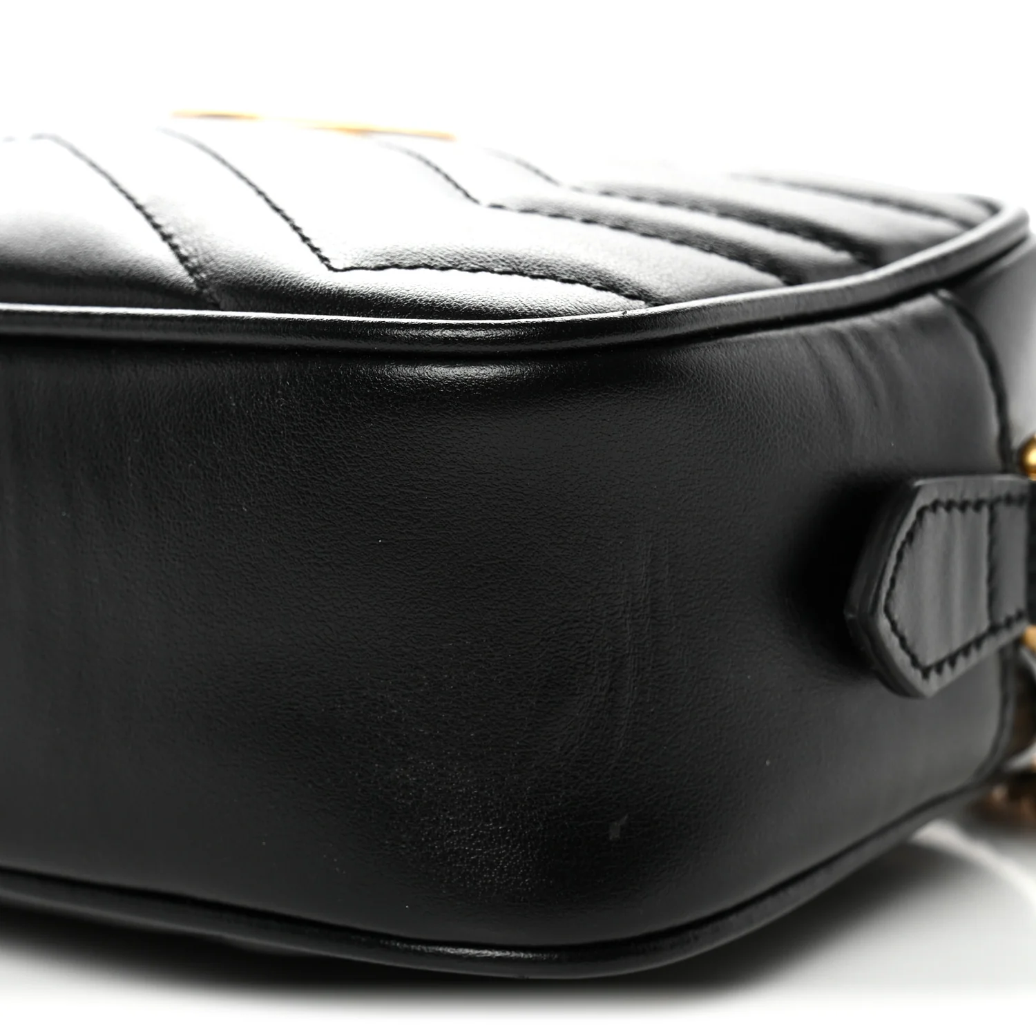 Calfskin Matelasse Mini GG Marmont Chain Shoulder Bag Black - Top Club