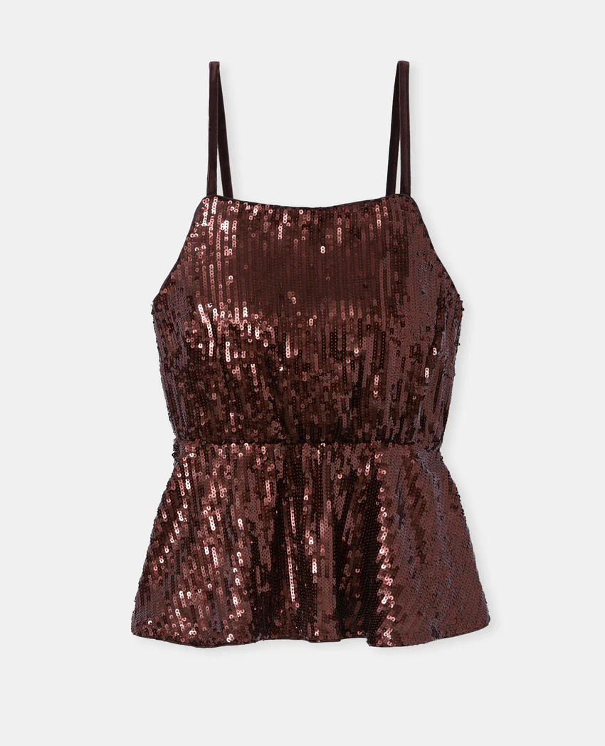 Pimkie Top à bretelles forme peplum avec sequins