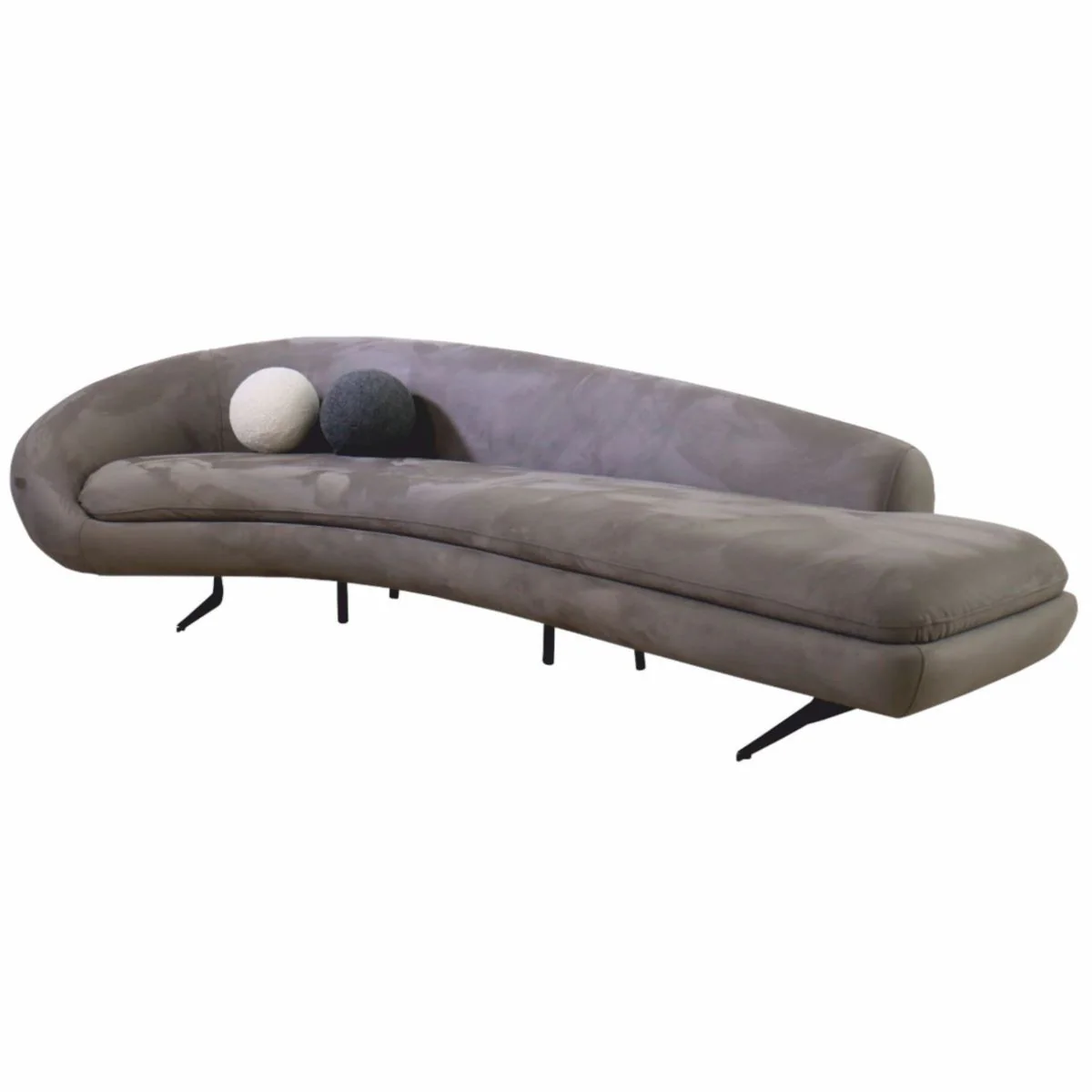 Luxury Sofa Gray / Black 300 cm - Curved Living Room & Hotel Sofa