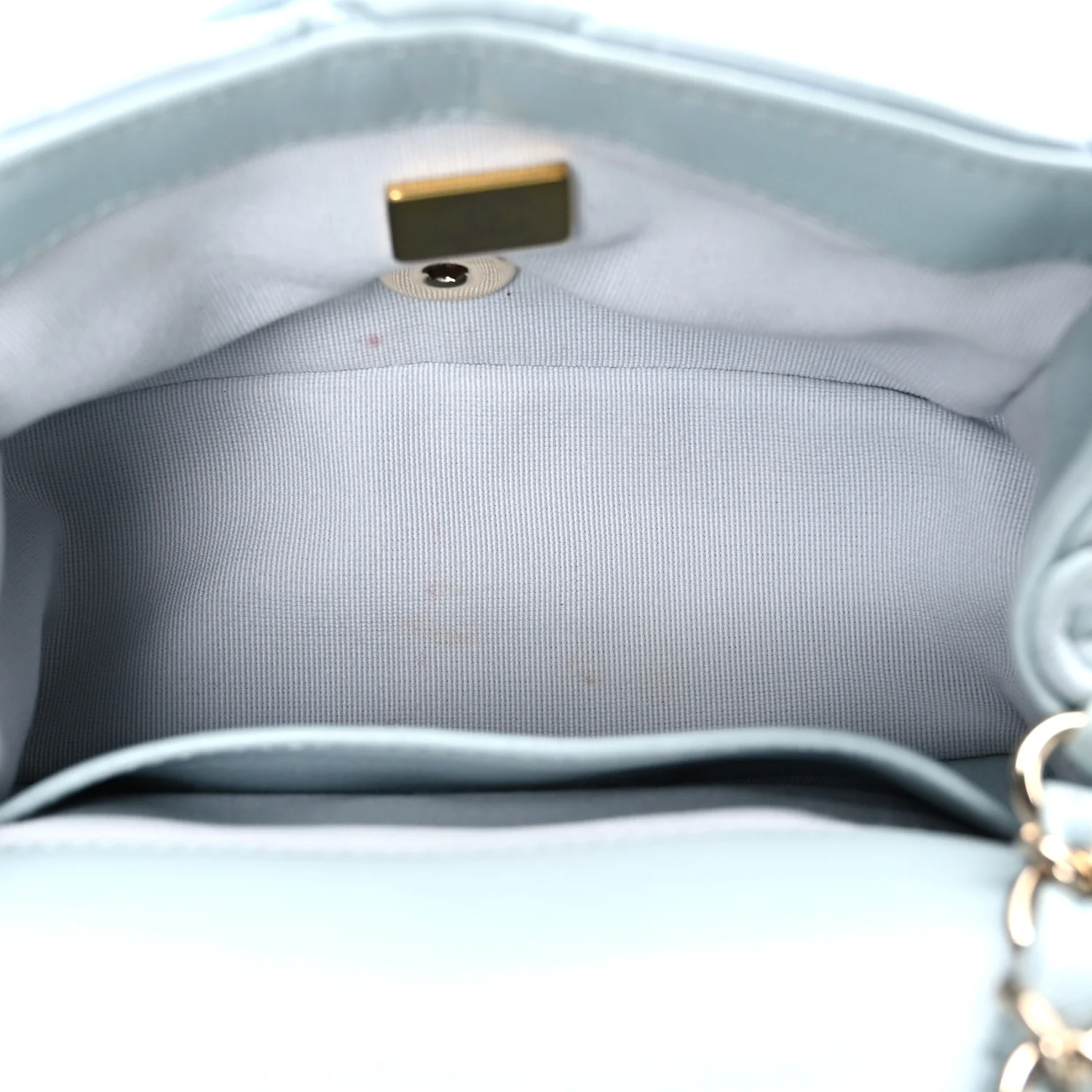 Lambskin Quilted Printed CC Mini Square Flap Light Blue - Top Club
