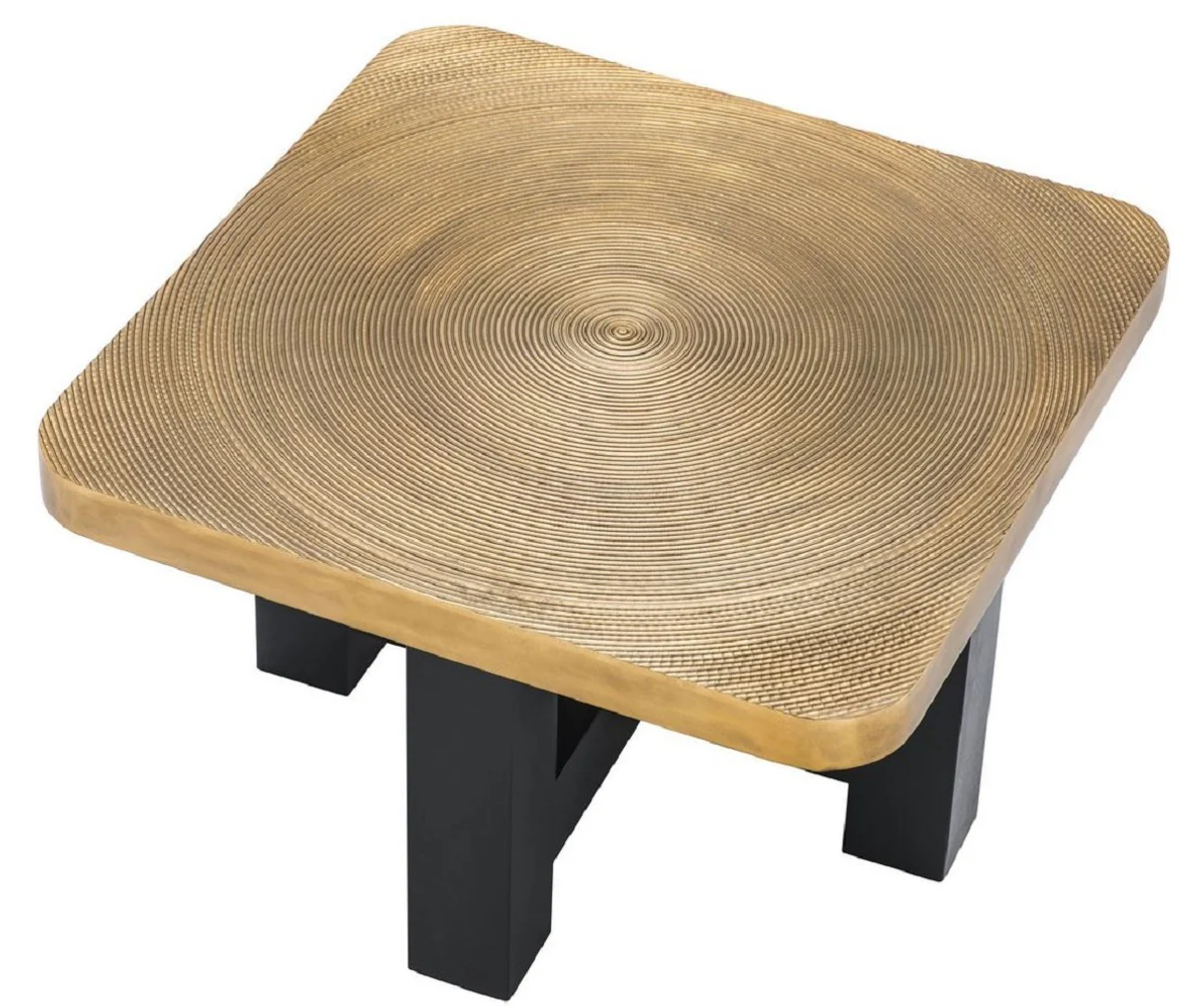 Luxury coffee table brass / black 64 x 64 x H. 40 cm - Luxurious living room table with table top in tree slice design - Luxury living room furniture