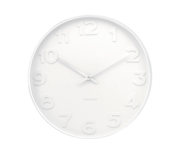 Wall clock Mr. White numbers large, white case