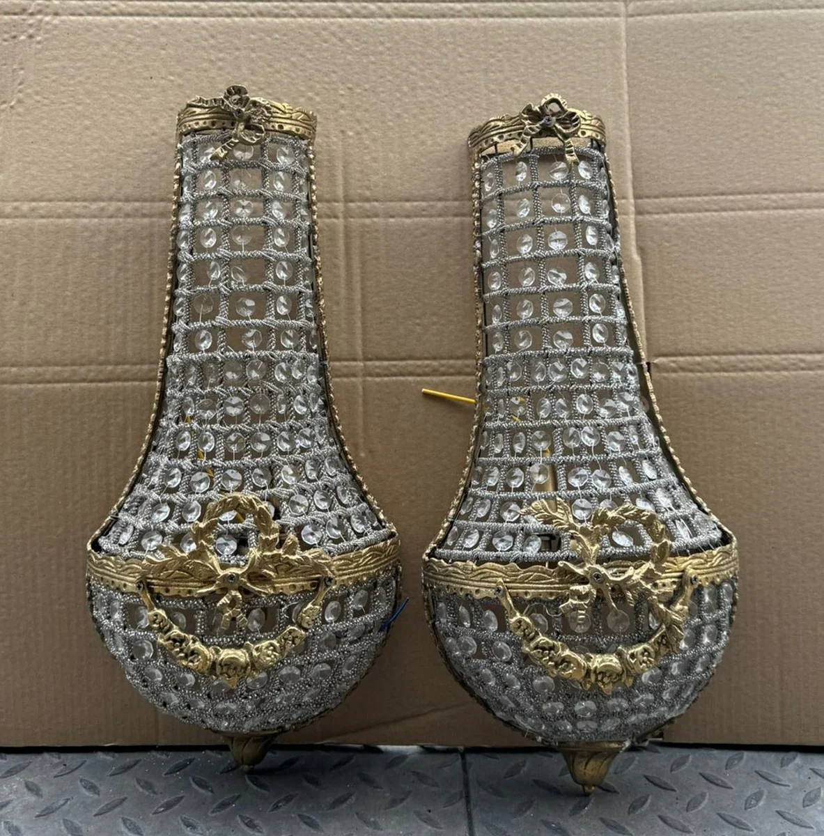 Baroque crystal wall lights set gold H. 50 cm - Baroque style wall lights