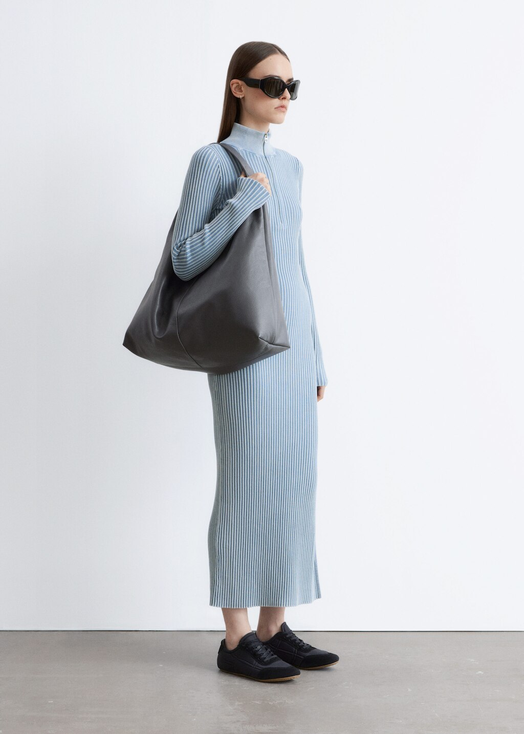 & Other Stories RIBBED ZIP-UP MAXI DRESS