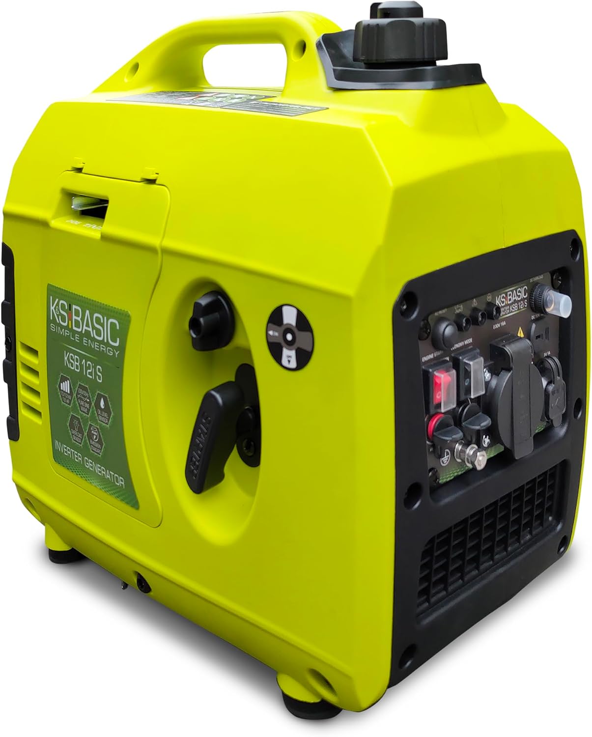 K&S Basic - Generatore inverter KSB 12i S, generatore di corrente kW 1.2, generatore inverter per pesca, campeggio, uscita USB, generatore di benzina