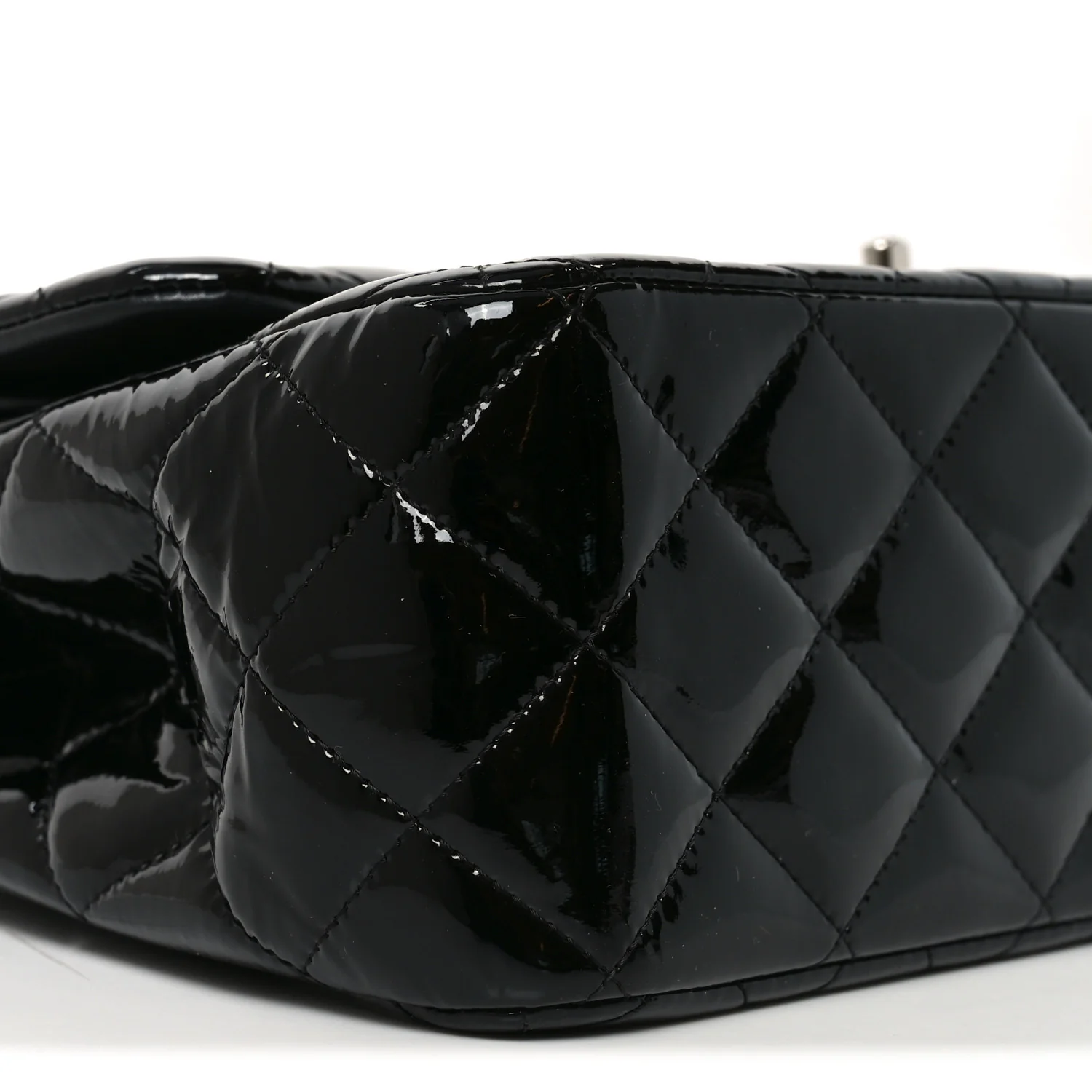 Patent Quilted Jumbo Double Flap Black - Top Club