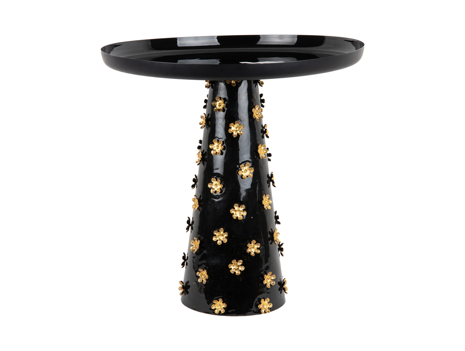 Side table Golden Flowers enamel black