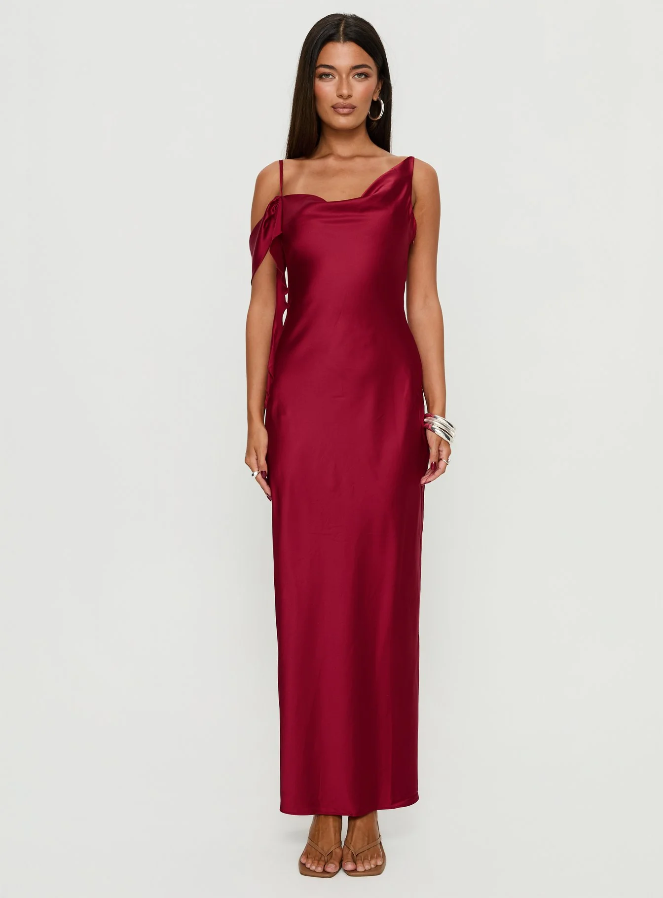 Silah Cowl Neck Maxi Dress Red