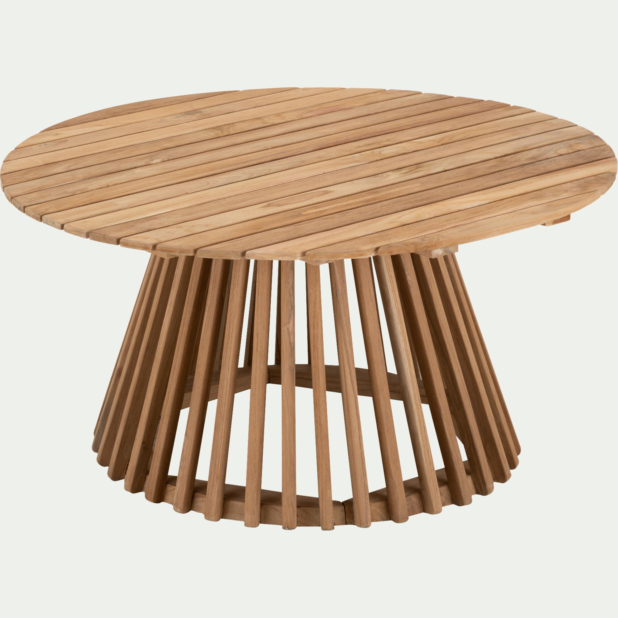 JAUSIERS - Table basse de jardin ronde en teck - bois clair
