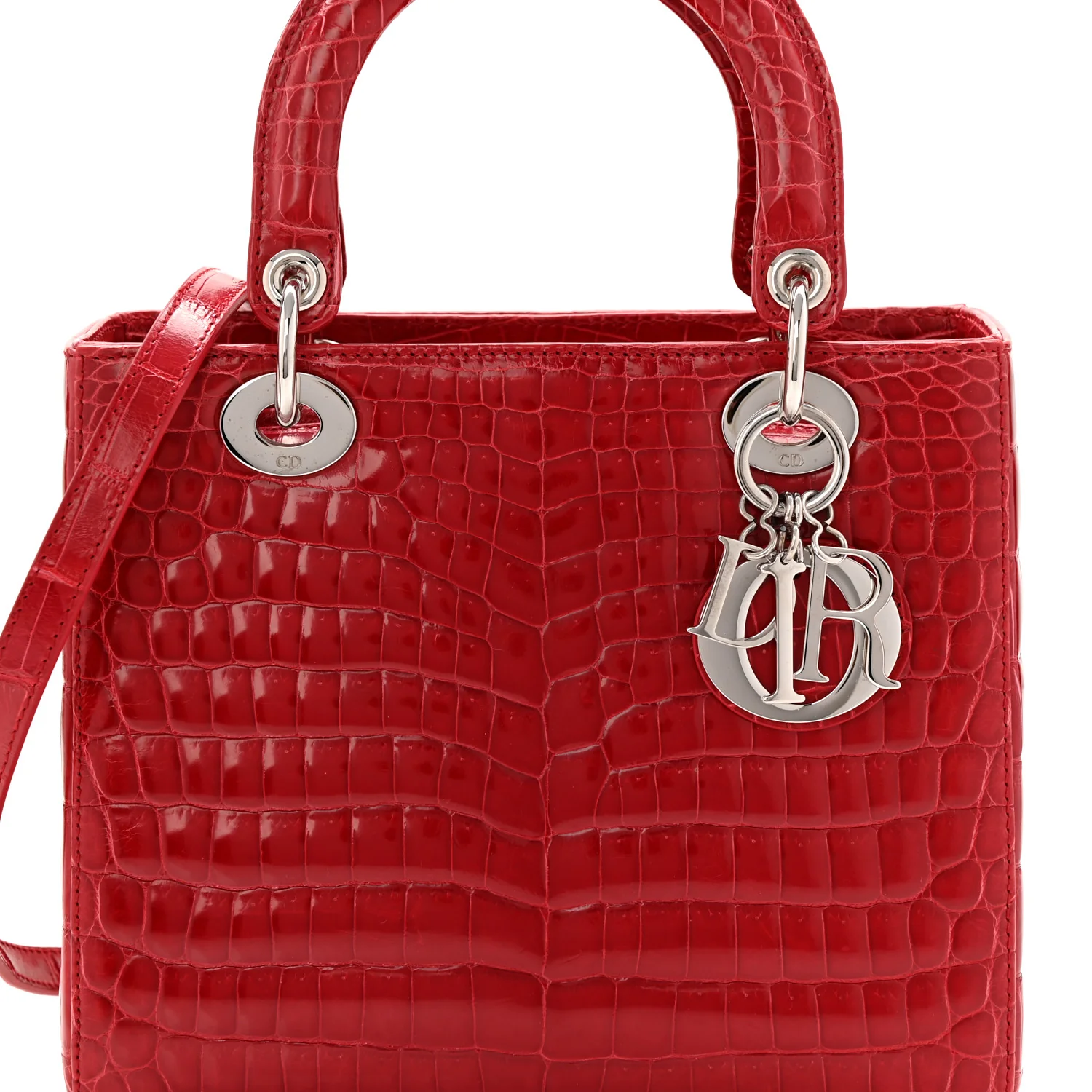 Alligator Medium Lady Dior Red - Top Club
