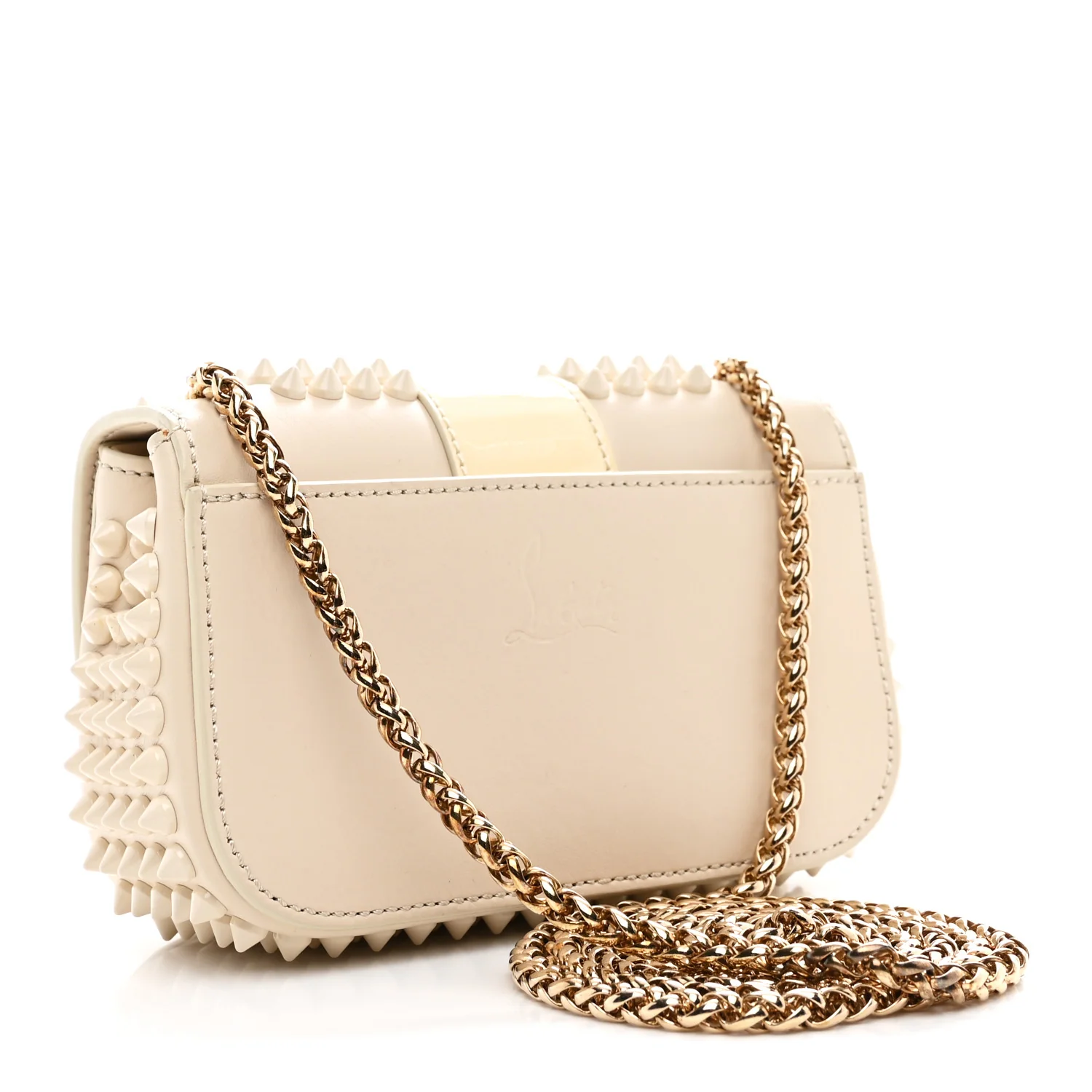 Calfskin Spikes Sweety Charity Shoulder Bag Beige - Top Club