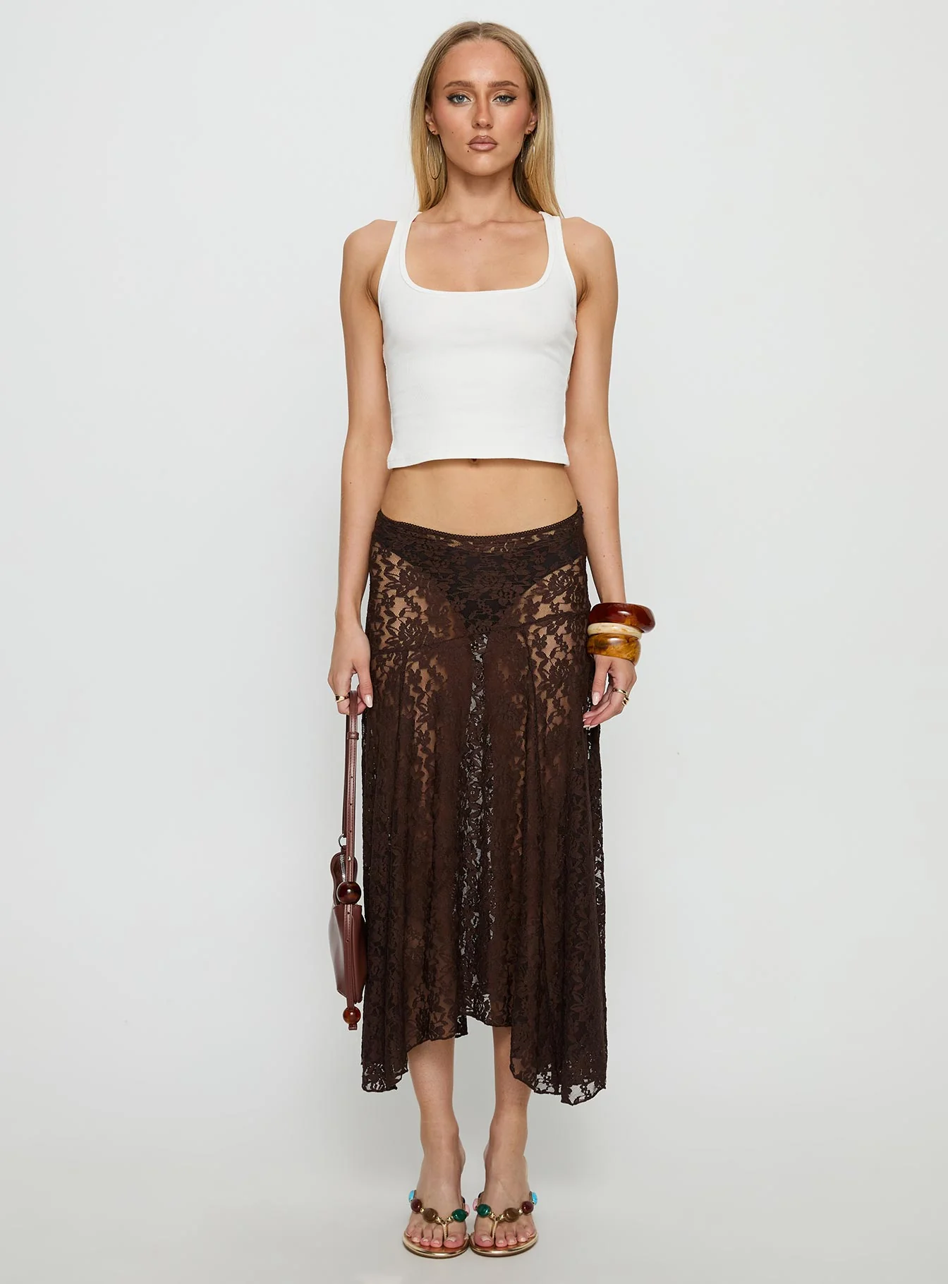 Tidal Midi Skirt Chocolate