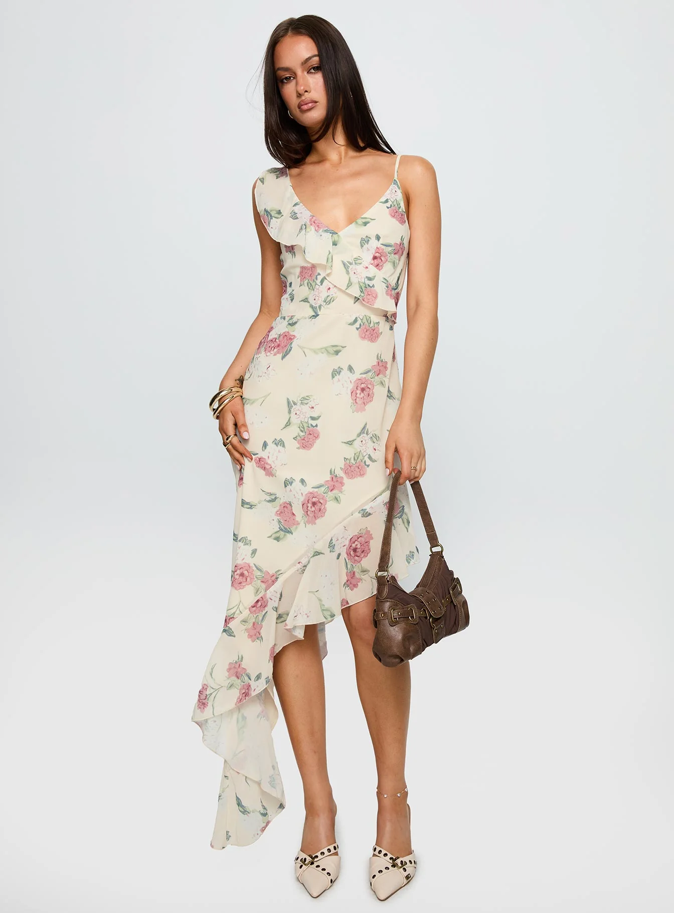 Chrysalis Asymmetrical Midi Dress Multi Floral